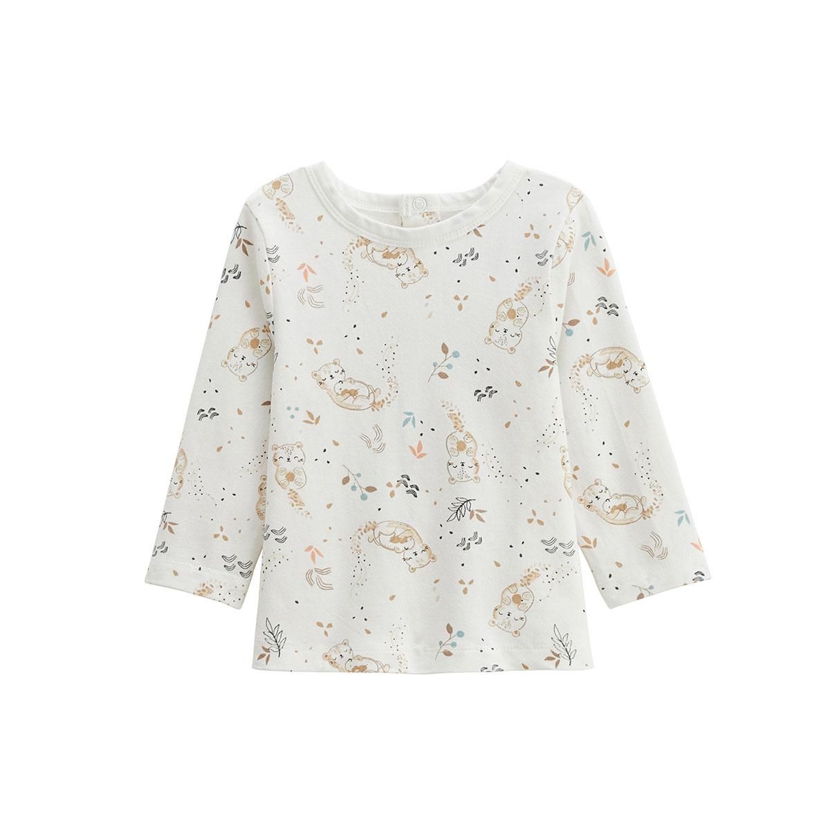 Petit Béguin Ensemble salopette bébé en molleton et t-shirt Mini Loutre