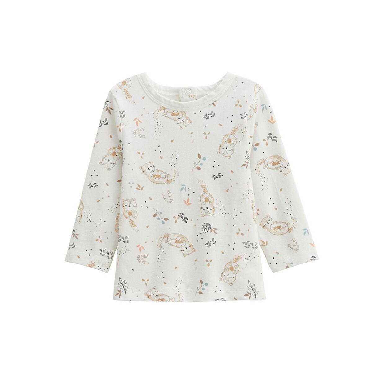 Petit Béguin Ensemble salopette bébé en molleton et t-shirt Mini Loutre