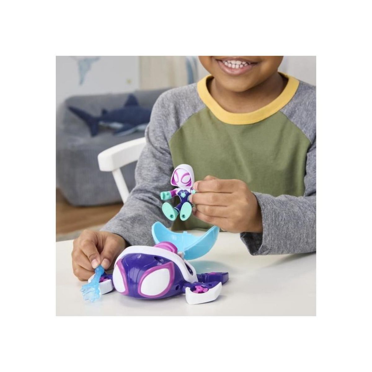 HASBRO Figurine et véhicule Ghost-Spider Water-Webs Tortue fantôme, Marvel Spidey et ses Amis Extraordinaires, Des 4 ans