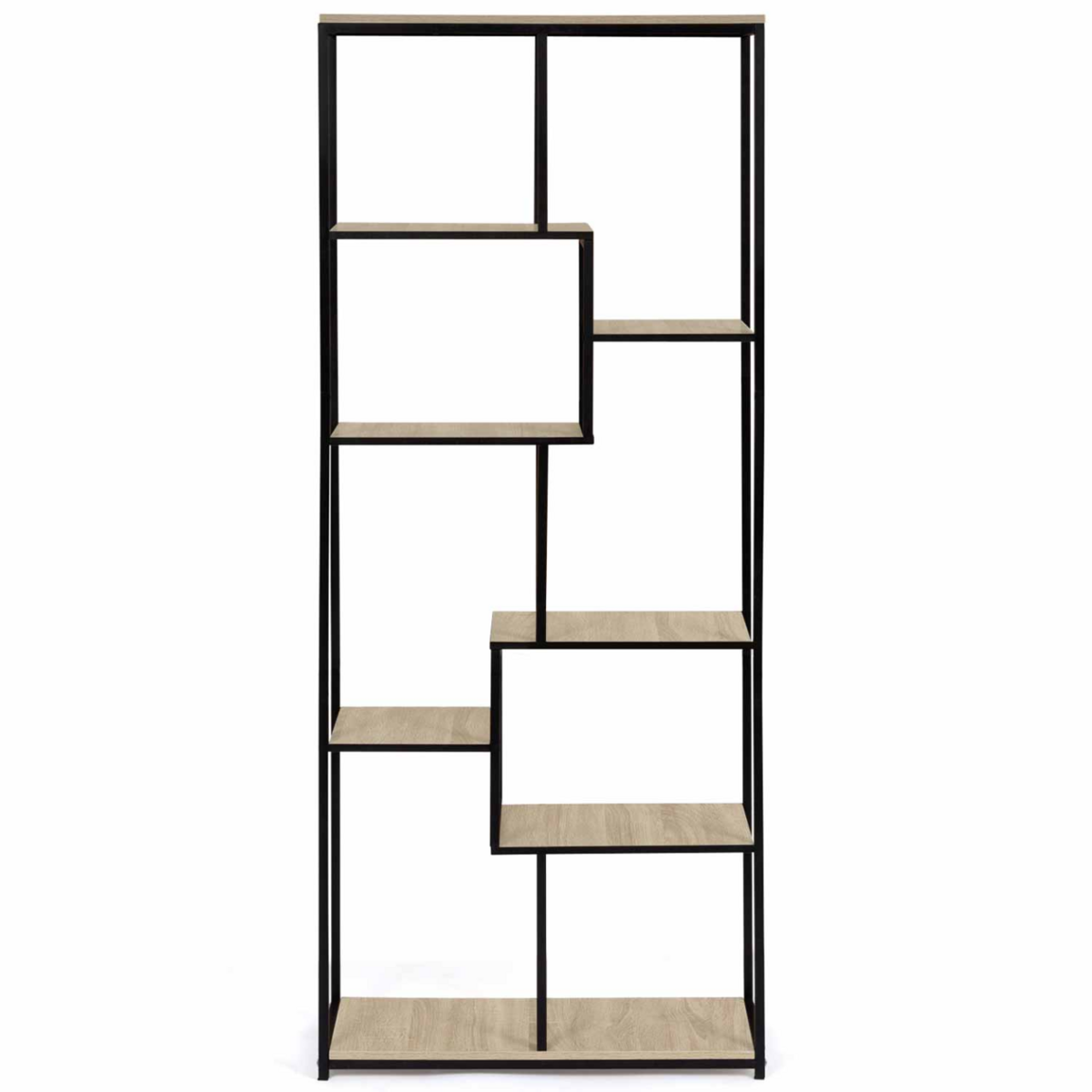 ID MARKET Etagère bibliothèque asymétrique 8 niveaux DETROIT design industriel 161 cm