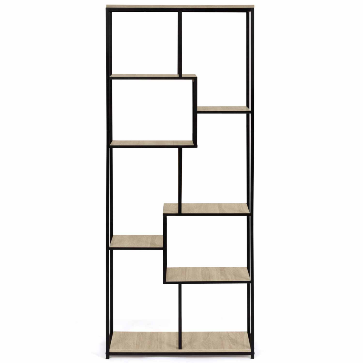 ID MARKET Etagère bibliothèque asymétrique 8 niveaux DETROIT design industriel 161 cm