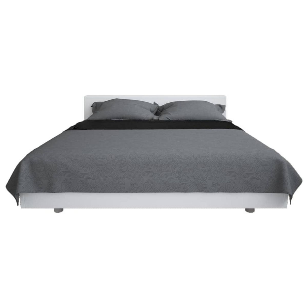 VIDAXL Couvre-lit a double face matelasse 170 x 210 cm Gris et noir