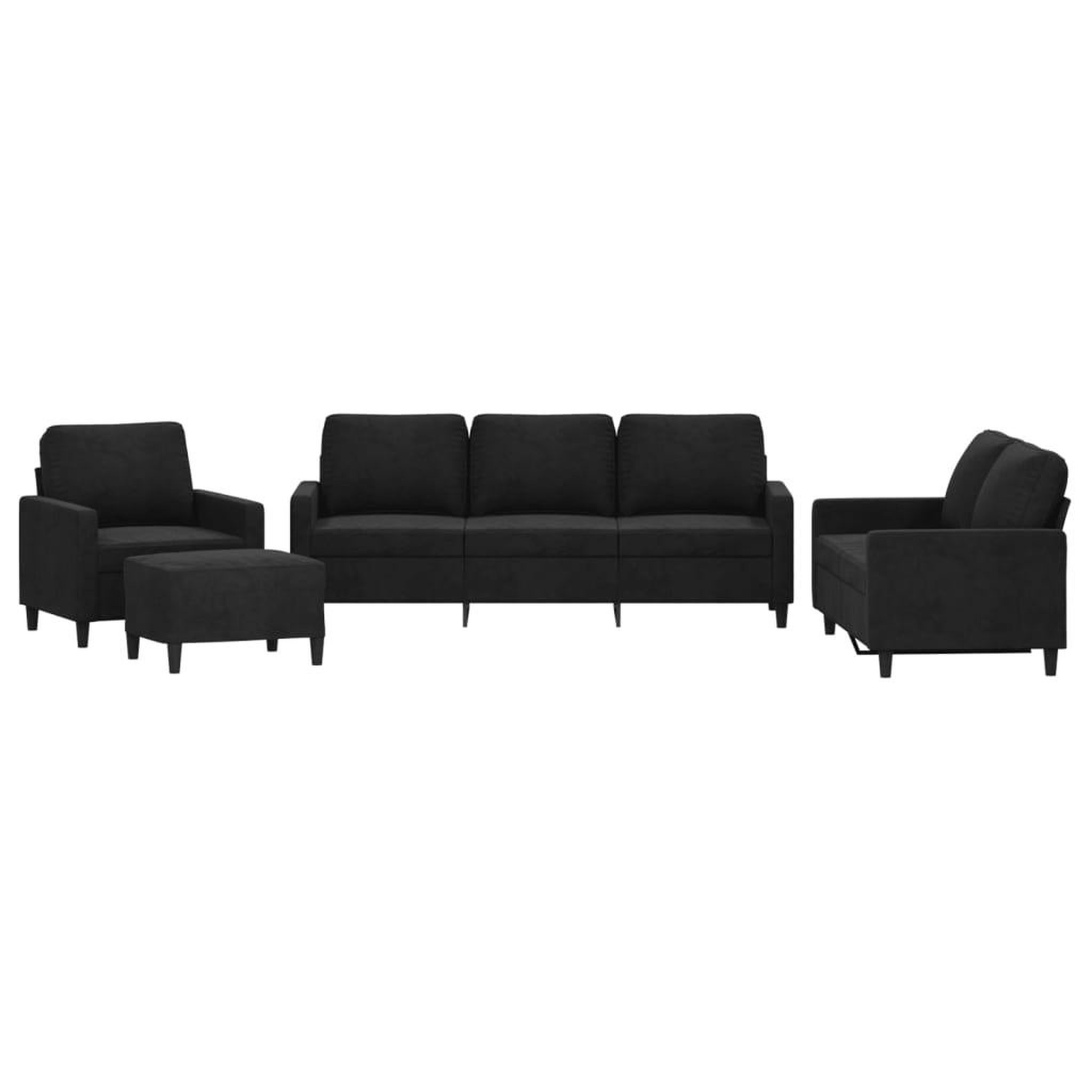 Voir la diapositive 2 : VIDAXL Ensemble de canapes 4 pcs avec coussins Noir Velours