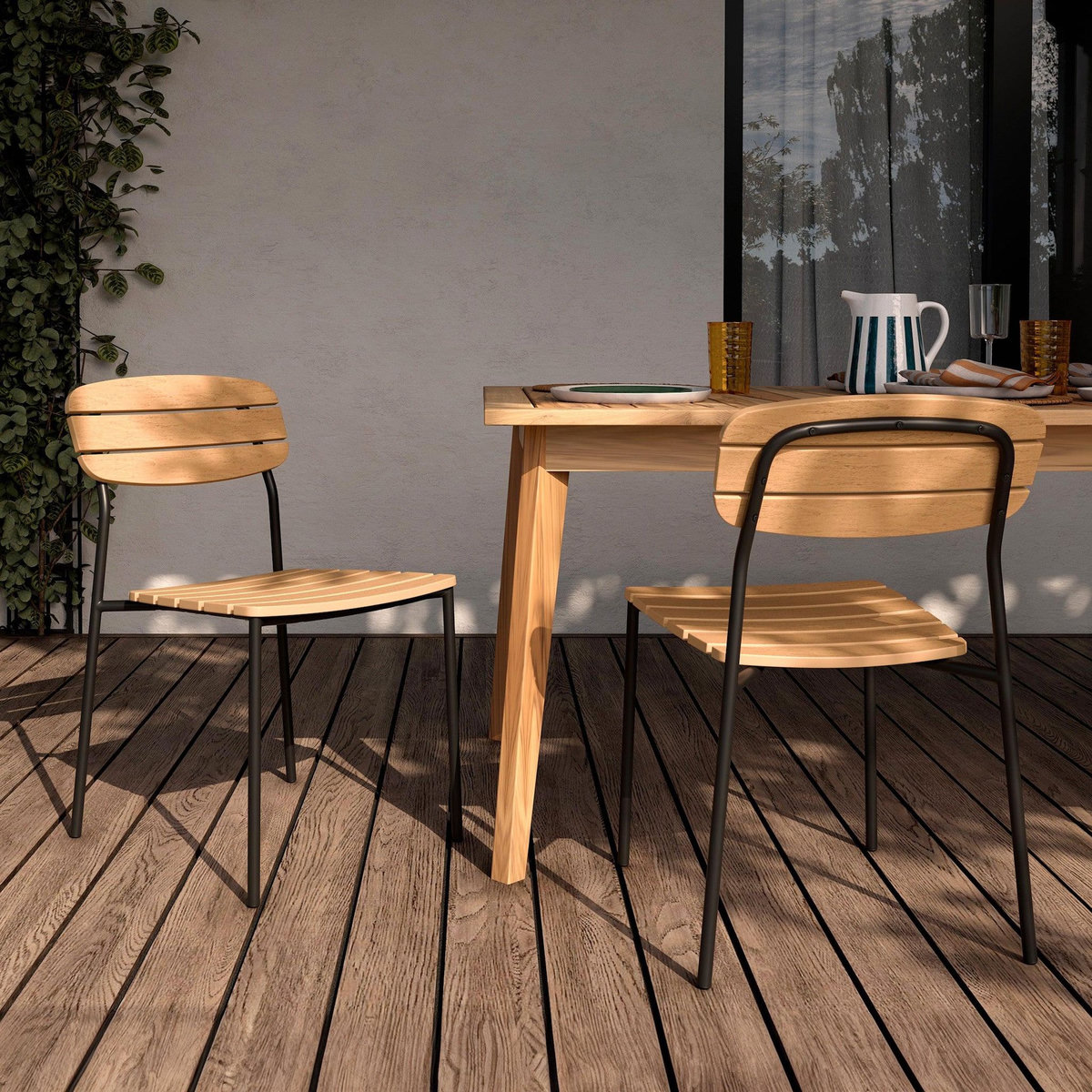 Rendez vous déco Lot de 2 chaises de jardin en résine synthétique-Taya