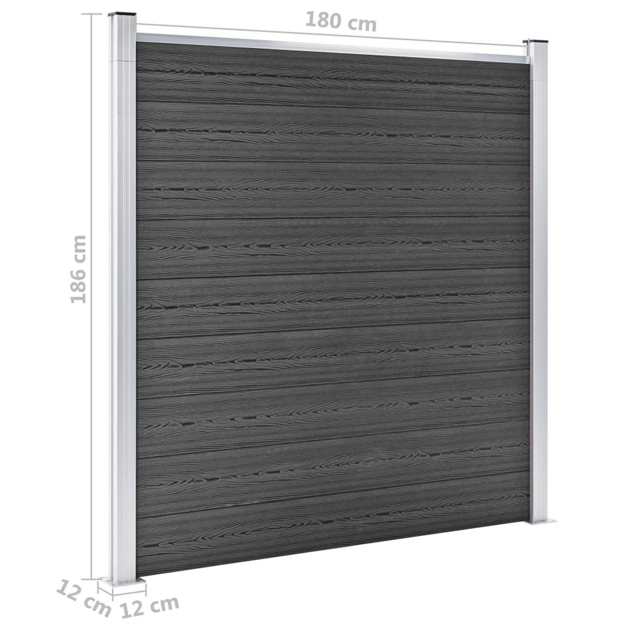 Voir la diapositive 6 : VIDAXL Ensemble de panneau de cloture WPC 872x186 cm Noir
