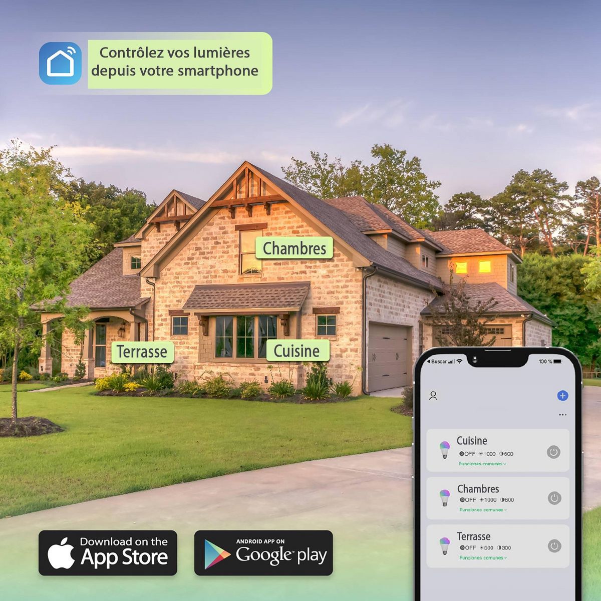 Gsc Ampoule LED connectée  couleurs variées - 5,5w E27