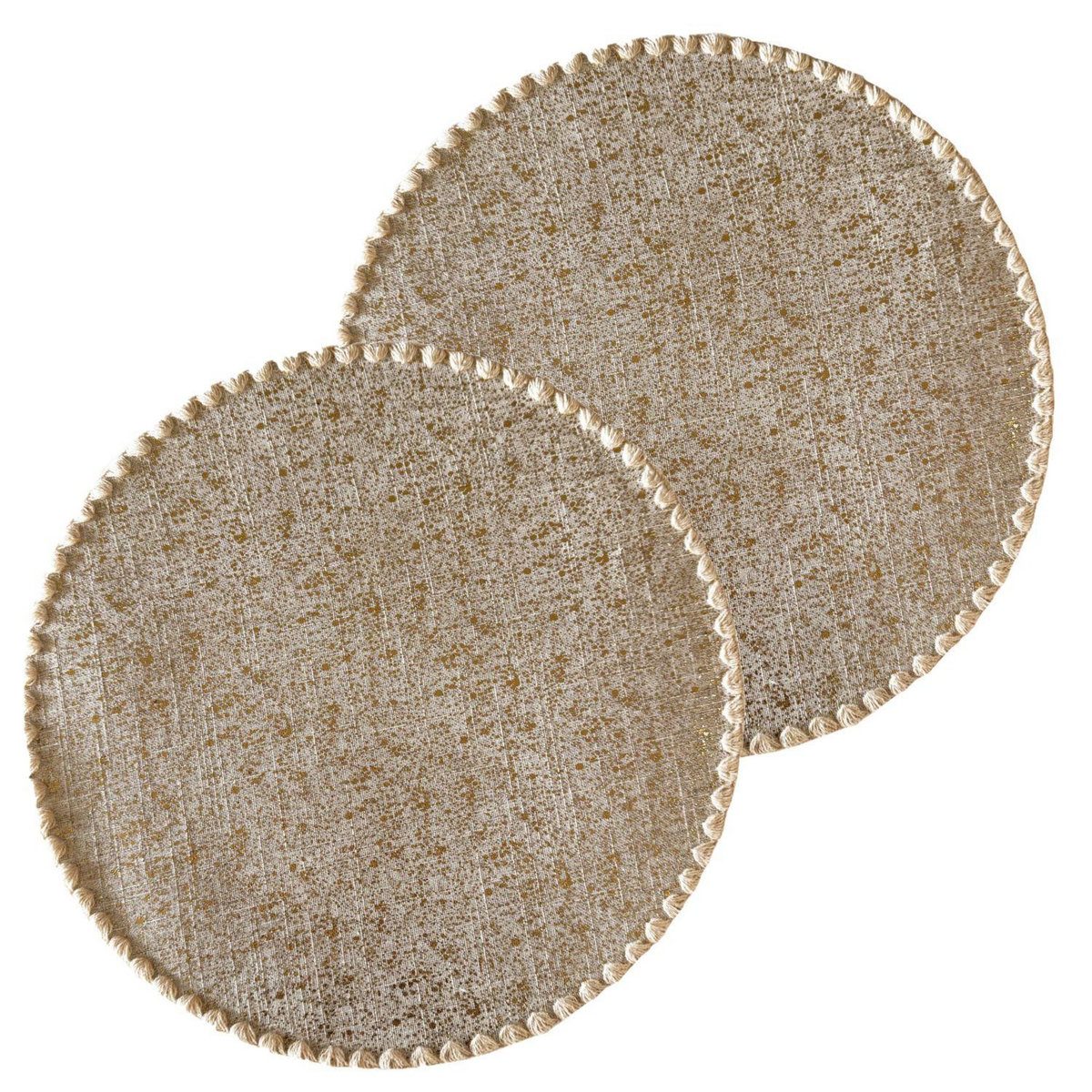 HABITABLE Lot de 2 sets de tables ronds en jute ALAGO