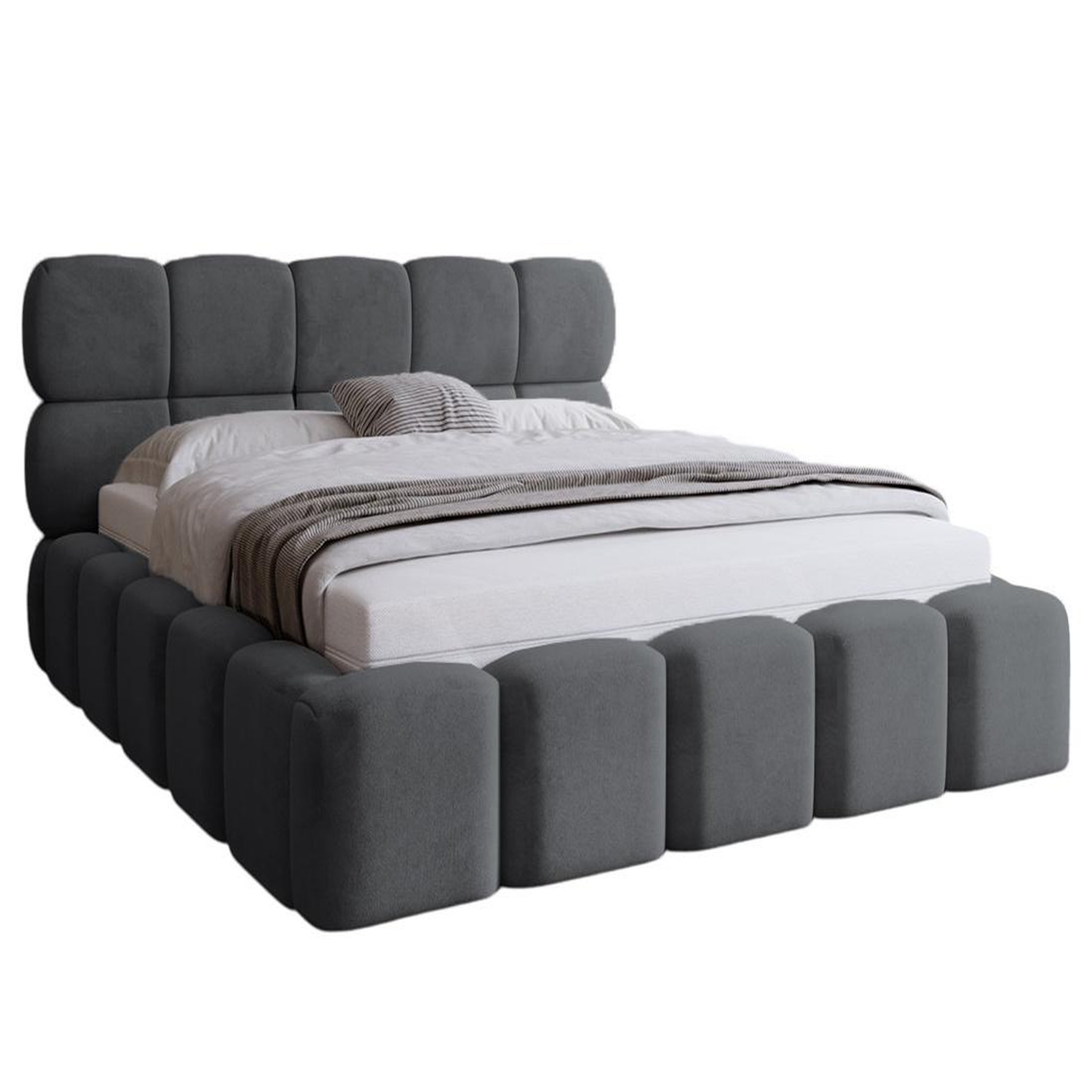 Voir la diapositive 3 : BEST MOBILIER Mariposa - lit coffre - 140x200 cm - sommier inclus - en velours