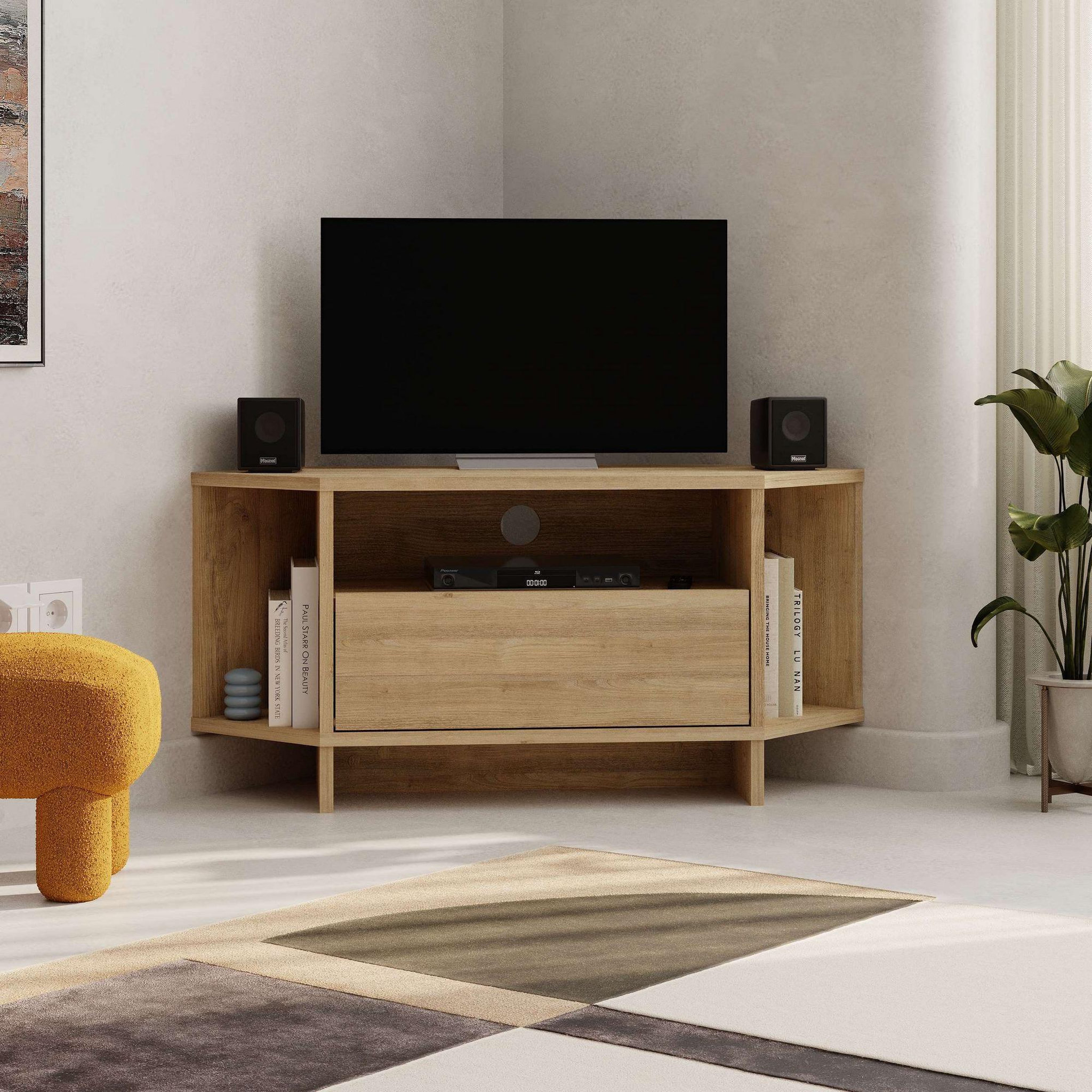 Voir la diapositive 4 : Habitat et Jardin Meuble tv en bois  viva  - 95 x 35 x 45 cm - beige