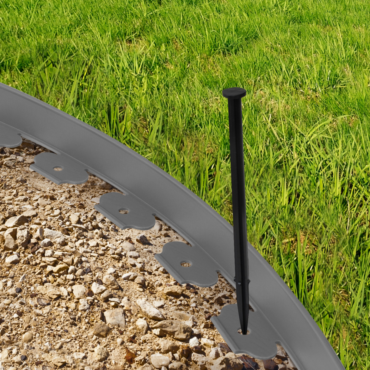 ID MARKET Bordurette de jardin flexible 8 M gris anthracite hauteur 12 cm + 24 piquets