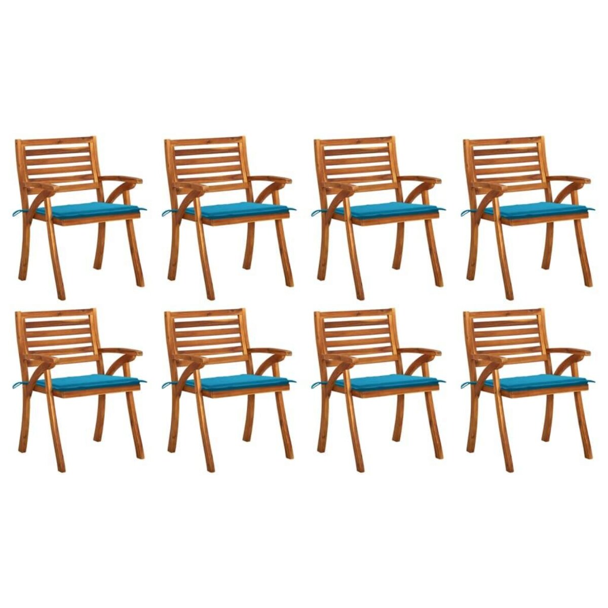 VIDAXL Chaises de jardin avec coussins 8 pcs Bois d'acacia solide
