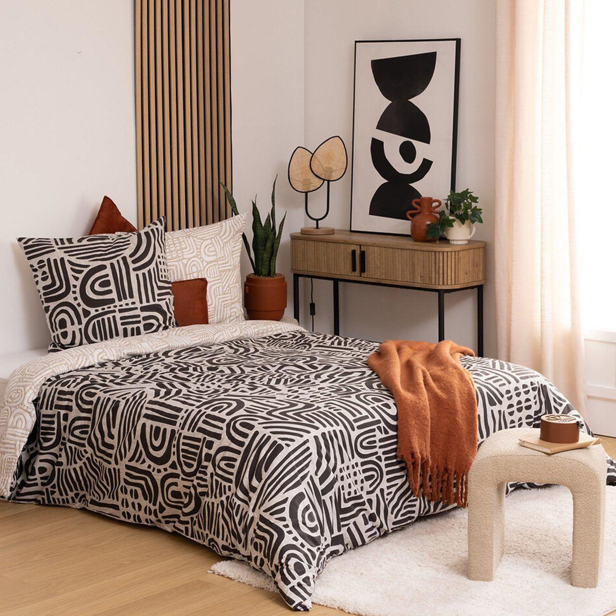Voir la diapositive 1 : ATMOSPHERA Parure de lit 3 pièces  tipu  240x220cm noir