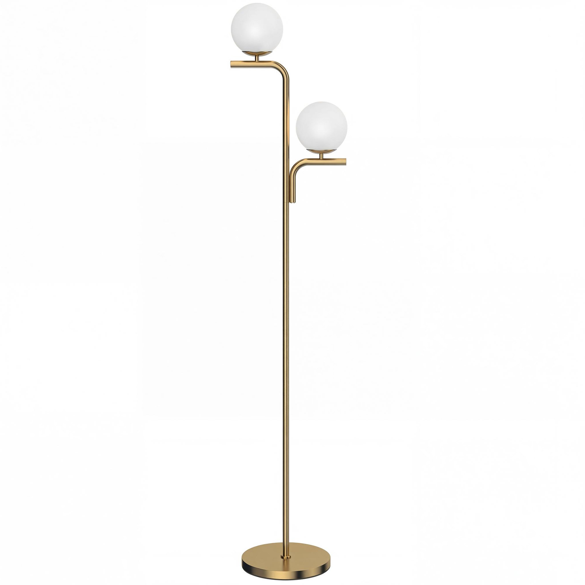 HOMCOM Lampadaire globe design néo-rétro 2 ampoules max. 40 W 170H cm métal doré