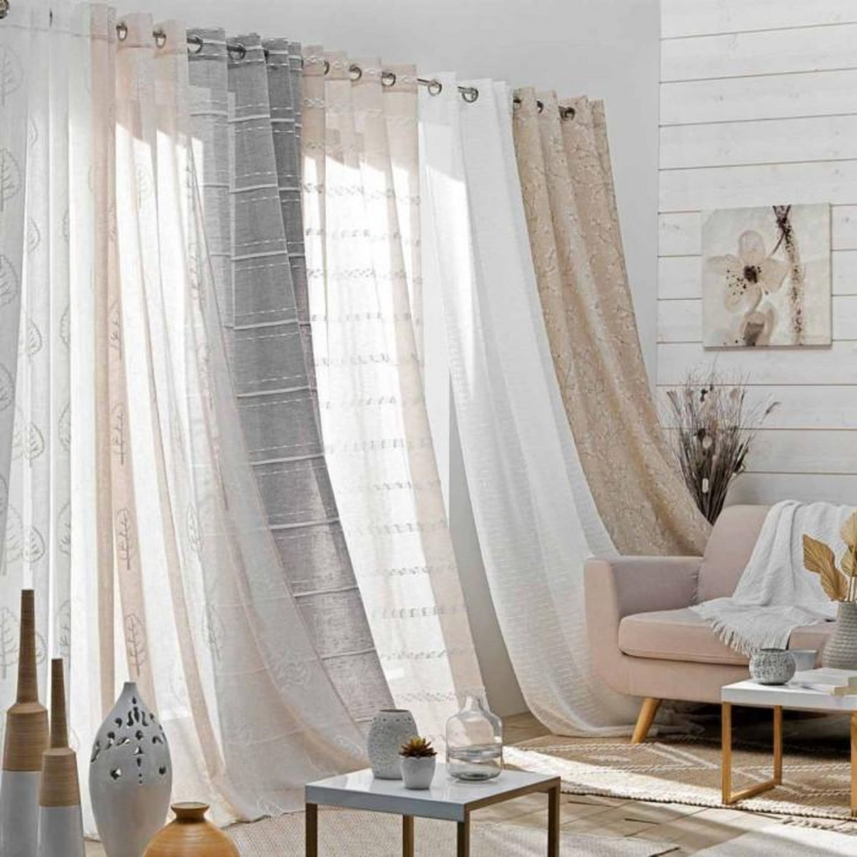 Paris Prix Rideau Voilage à Œillets  Sonata  140x240cm Gris