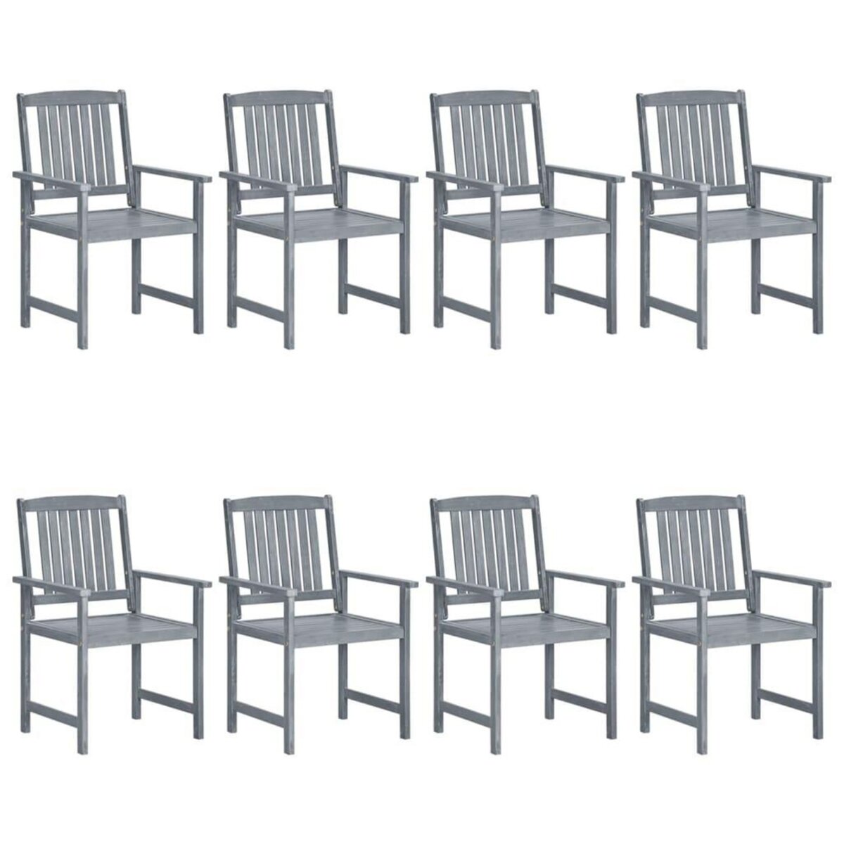 VIDAXL Chaises de jardin et coussins lot de 8 Bois acacia solide Gris