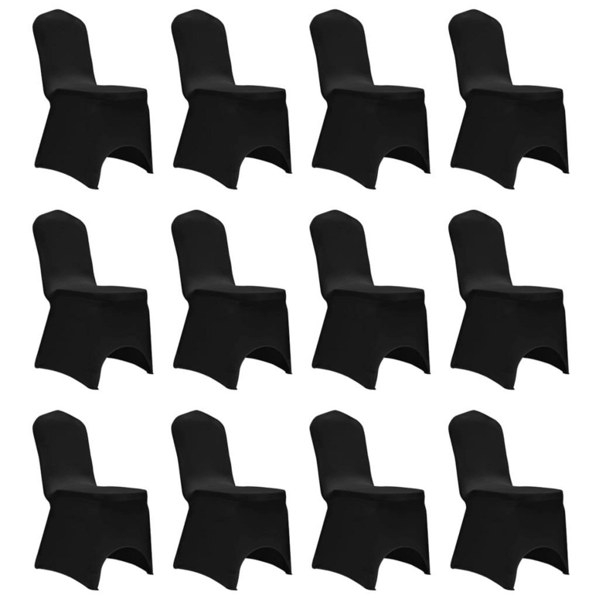 VIDAXL Housses elastiques de chaise Noir 12 pcs