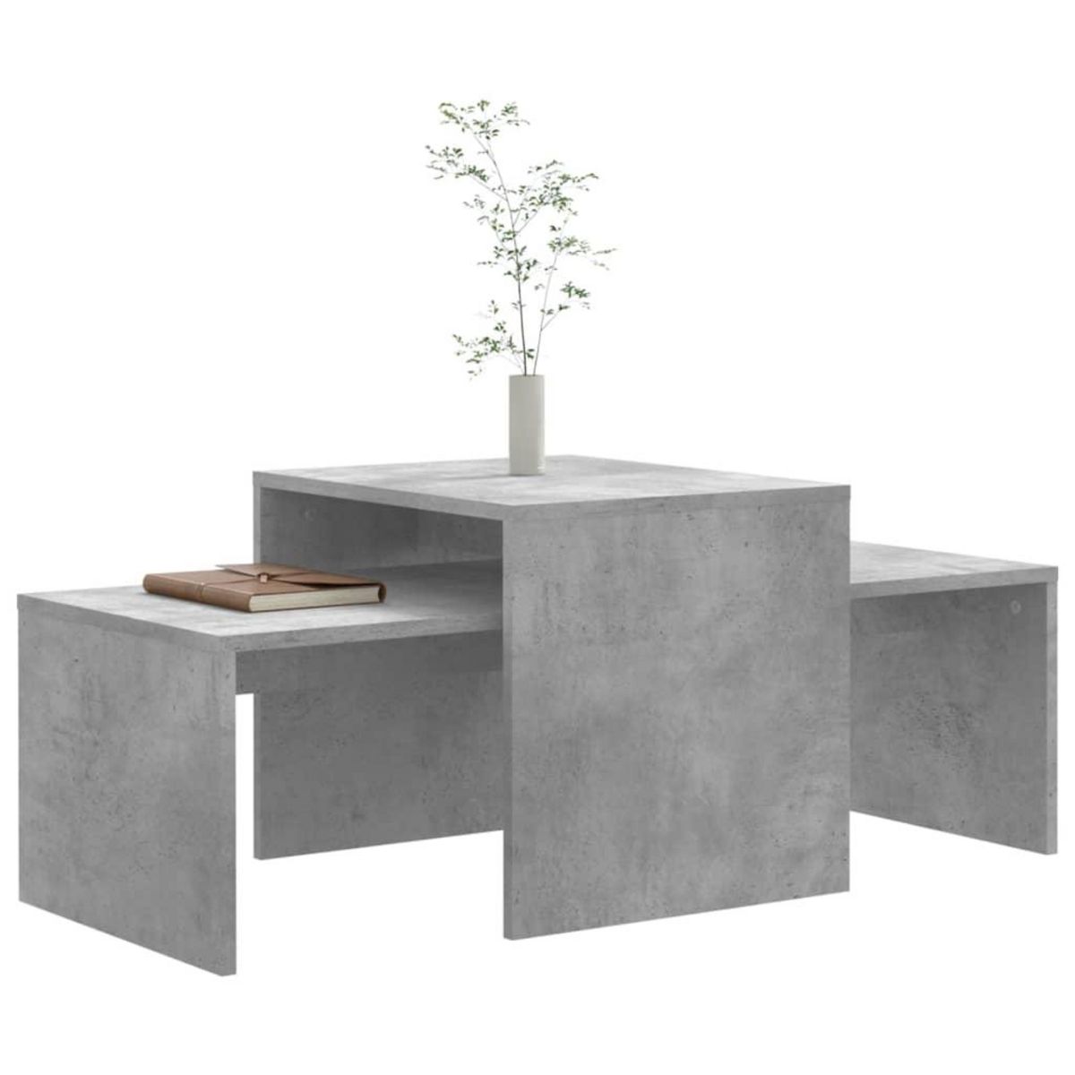 VIDAXL Ensemble de table basse Gris beton 100x48x40 cm Bois ingenierie