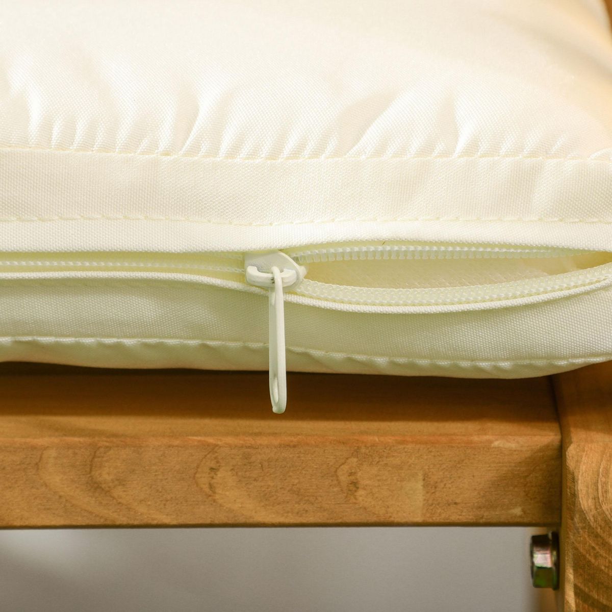 OUTSUNNY Ensemble salon de jardin 2 personnes 3 pièces avec 2 coussins sapin pré-huilé polyester crème