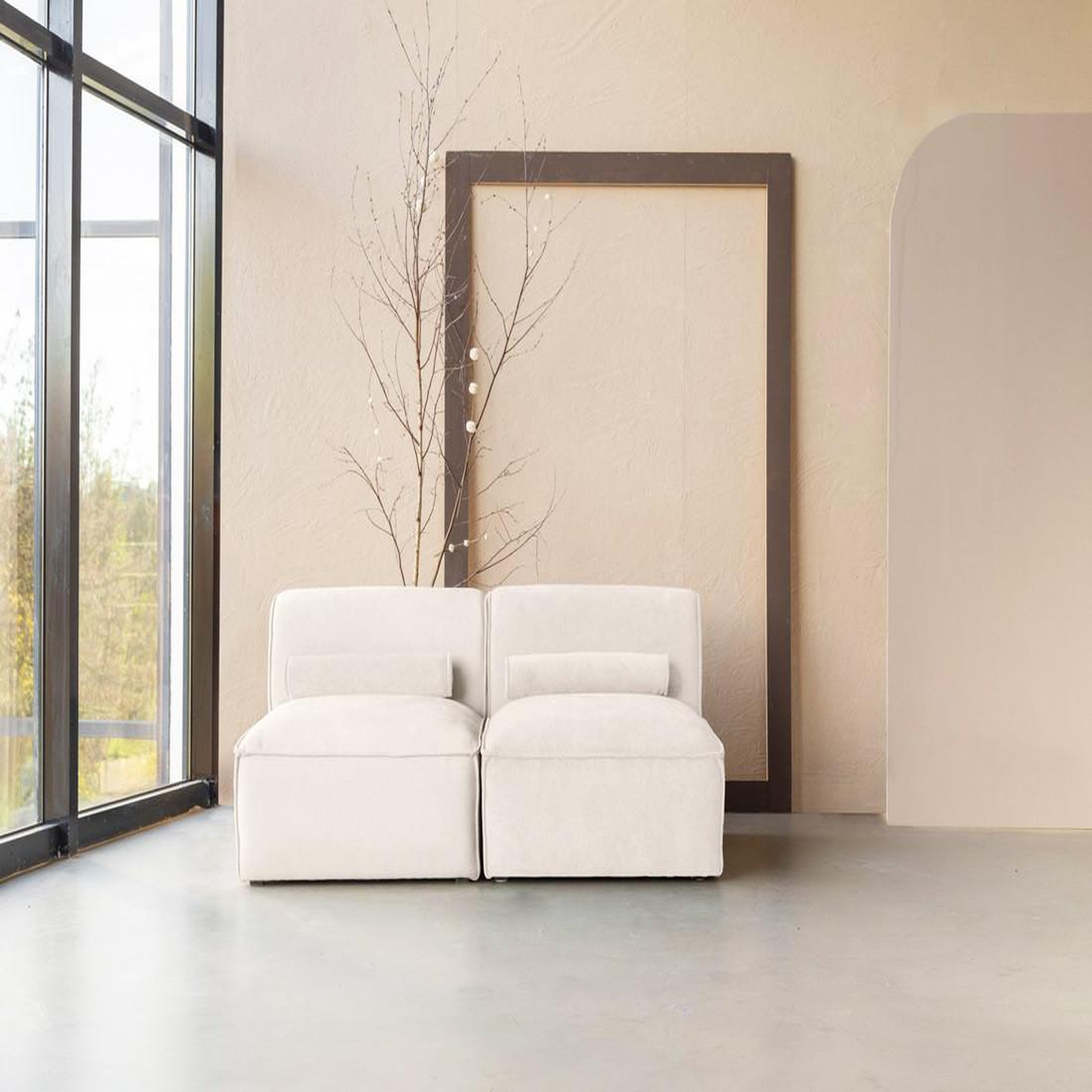 Voir la diapositive 3 : BEST MOBILIER Felix - canapé modulable 2 places en tissu texturé