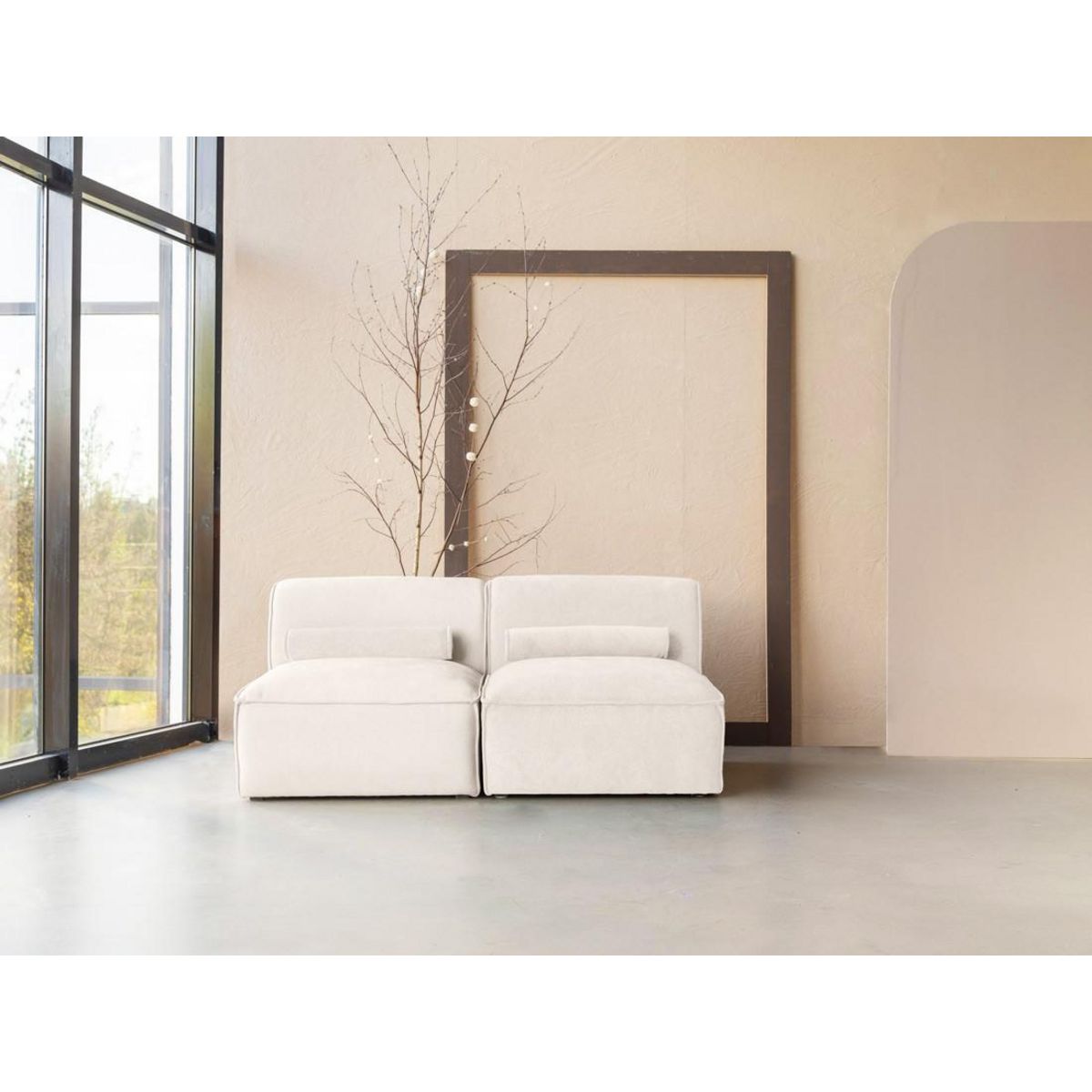 BEST MOBILIER Felix - canapé modulable 2 places en tissu texturé