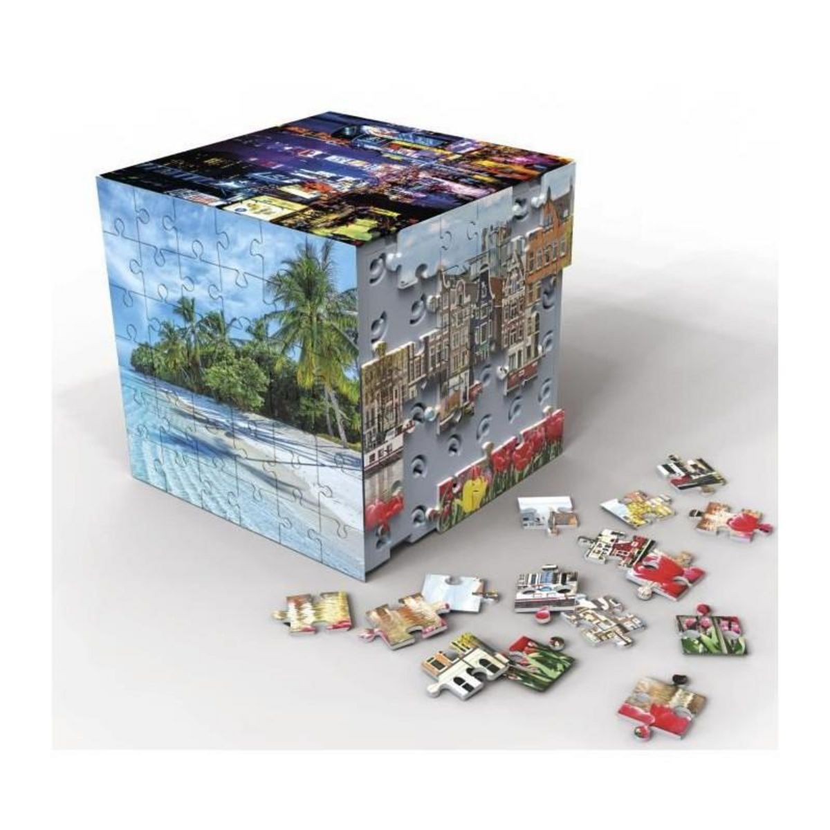 EDUCA Puzzle 3D - EDUCA - Cube Voyage - 216 Pieces - 6 Puzzles de 36 Pieces - Défi Ludique 8 Ans + (20124)