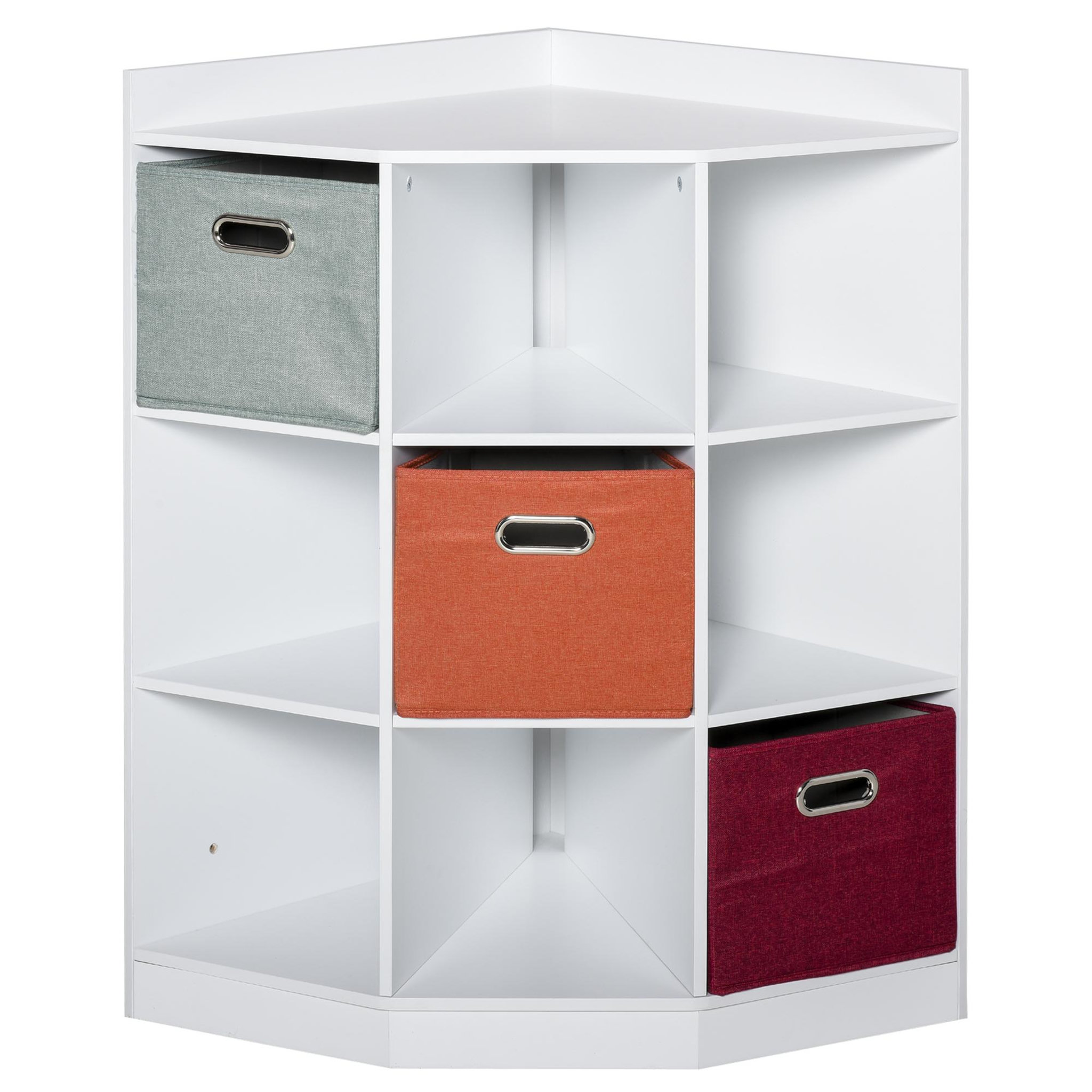 Voir la diapositive 1 : HOMCOM Meuble de rangement d'angle unité de rangement 9 niches 3 tiroirs non tissé MDF blanc