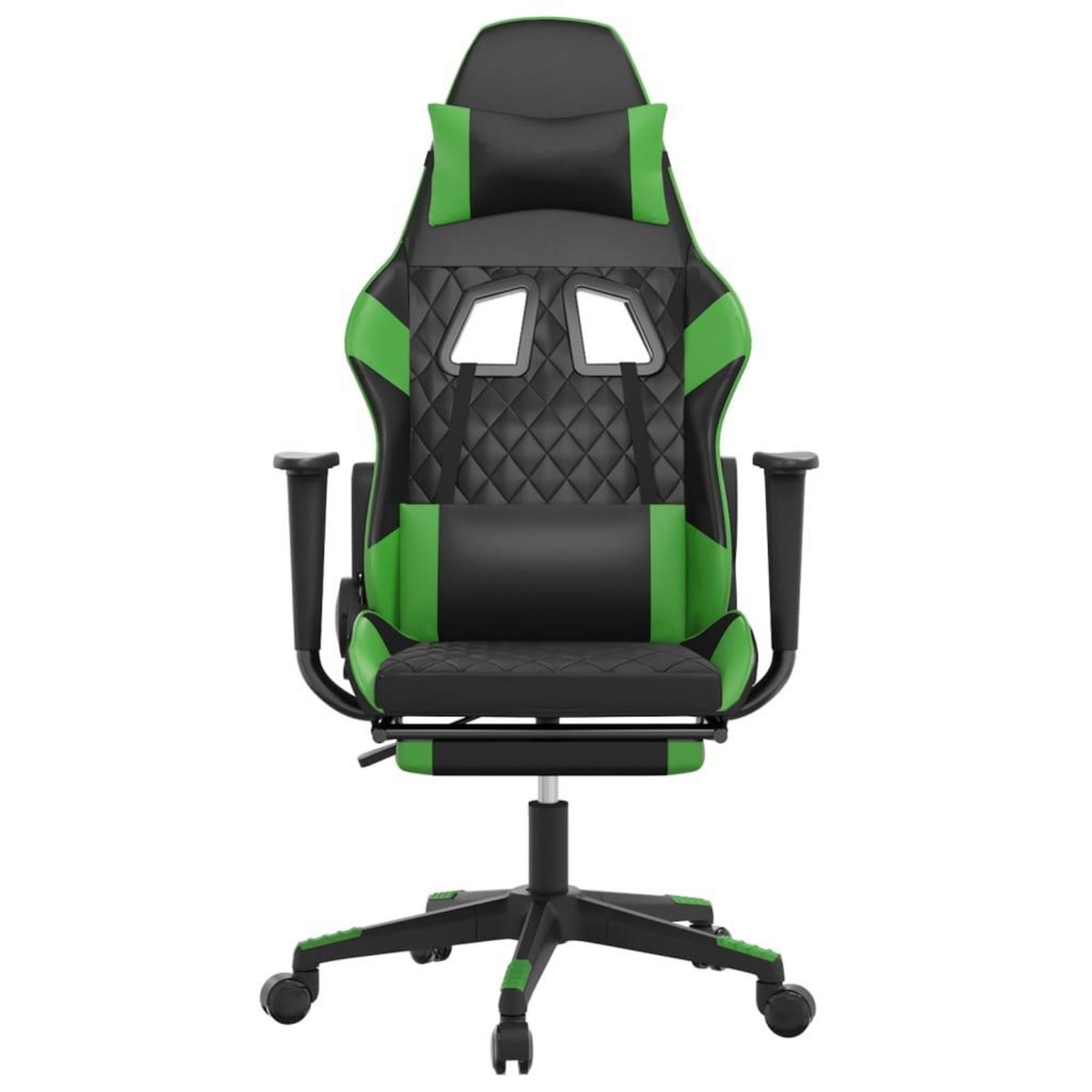 VIDAXL Chaise de jeu avec repose-pied Noir et vert Similicuir