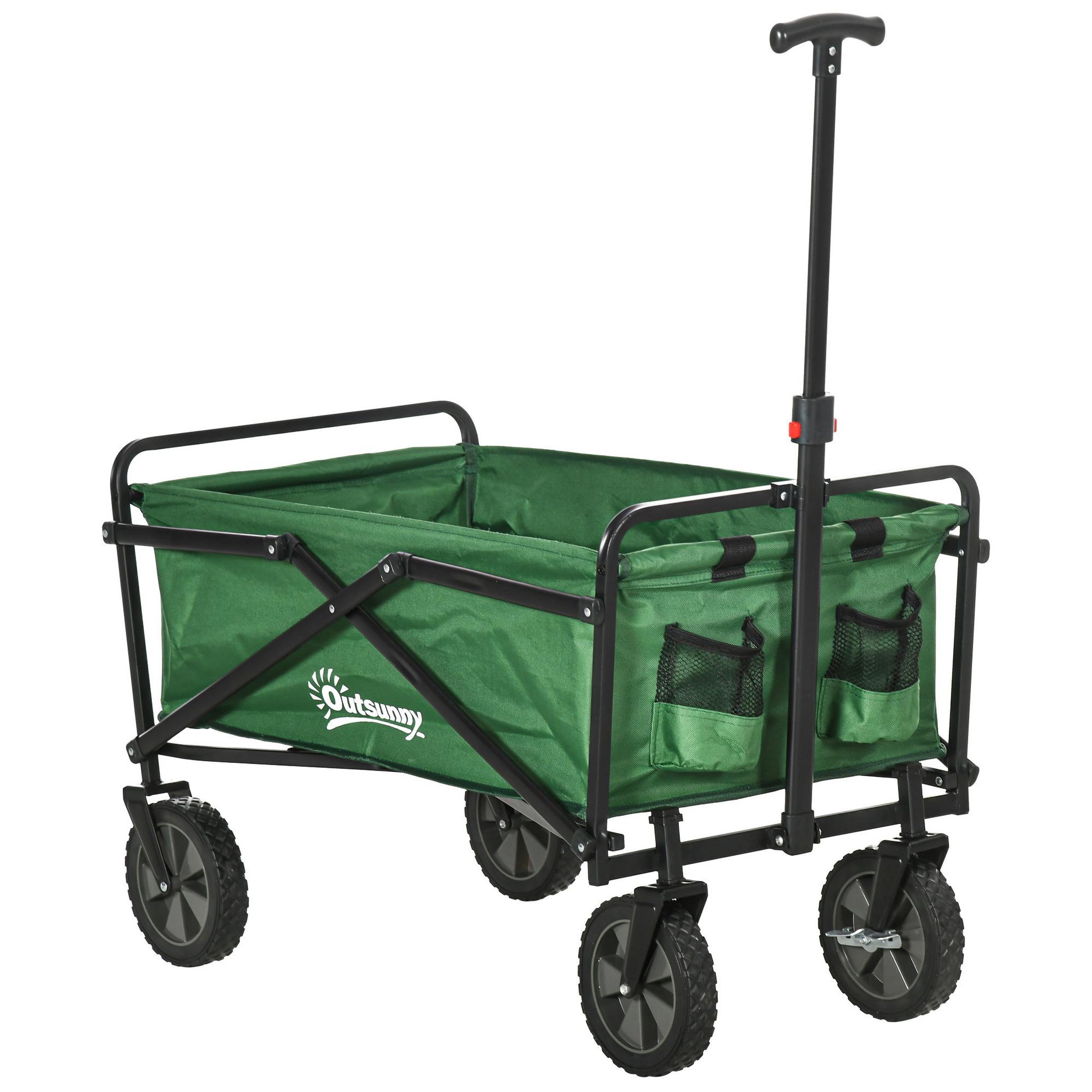 OUTSUNNY Chariot de transport pliable à roulettes - poignée télescopique - max. 40 Kg - métal noir oxford vert