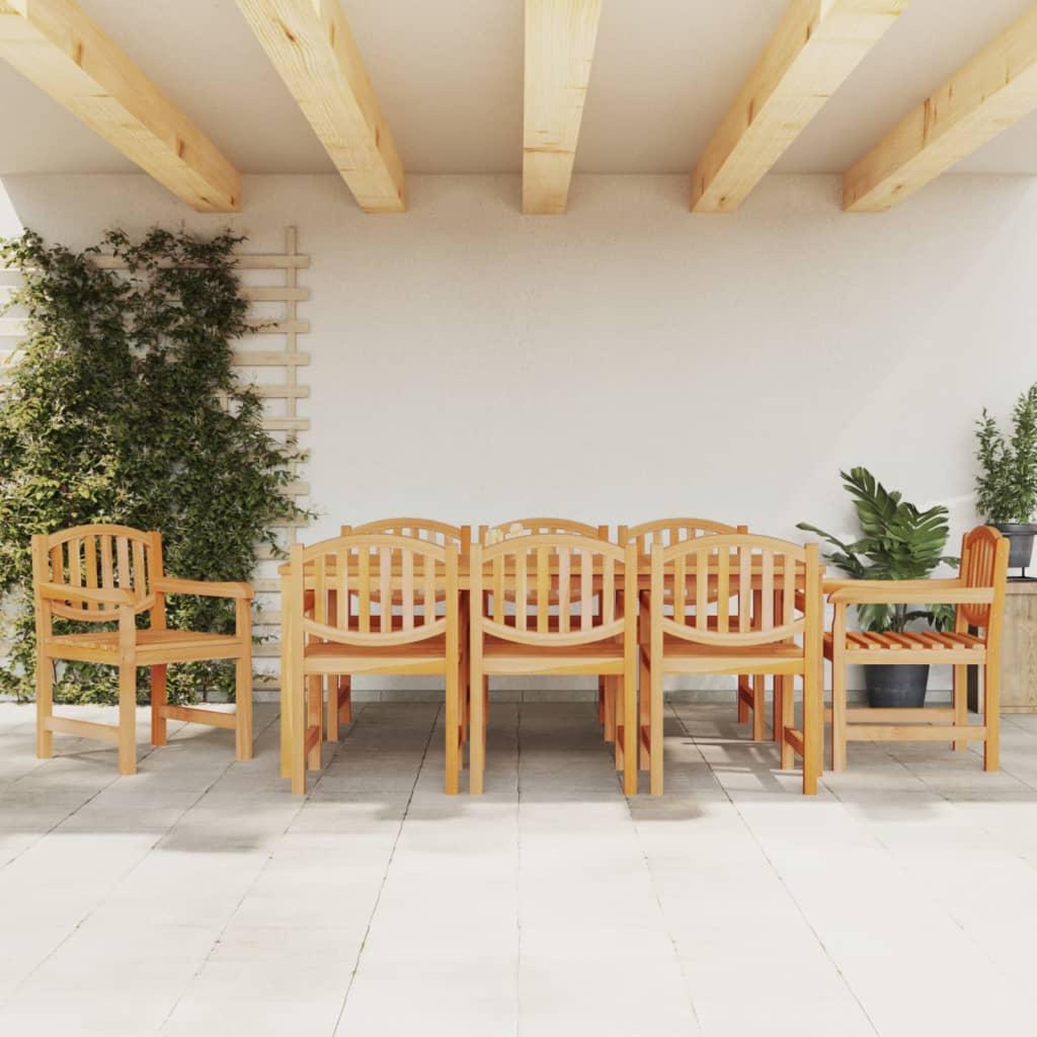 VIDAXL Ensemble a manger de jardin 9 pcs Bois de teck solide
