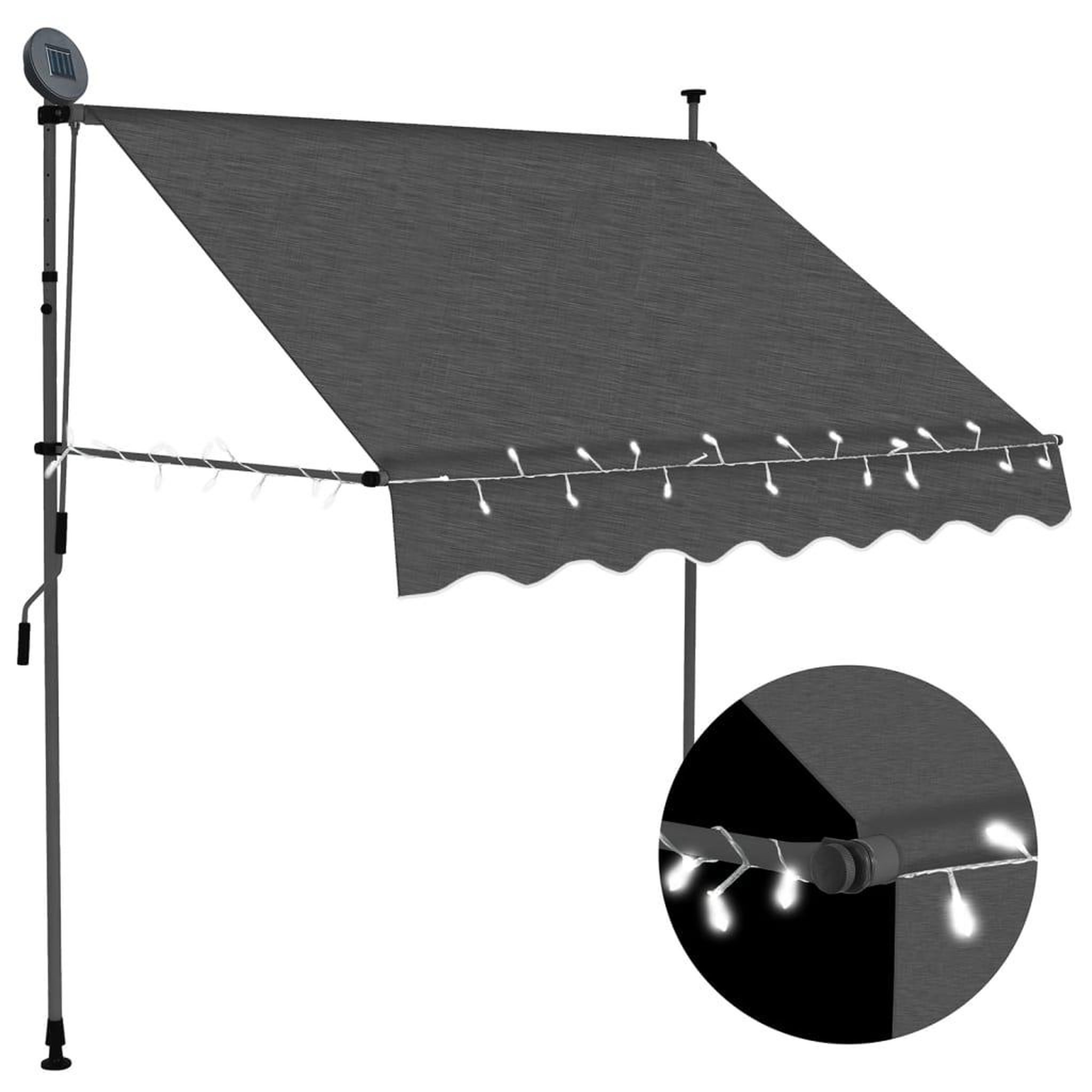 Voir la diapositive 1 : VIDAXL Auvent manuel retractable avec LED 100 cm Anthracite