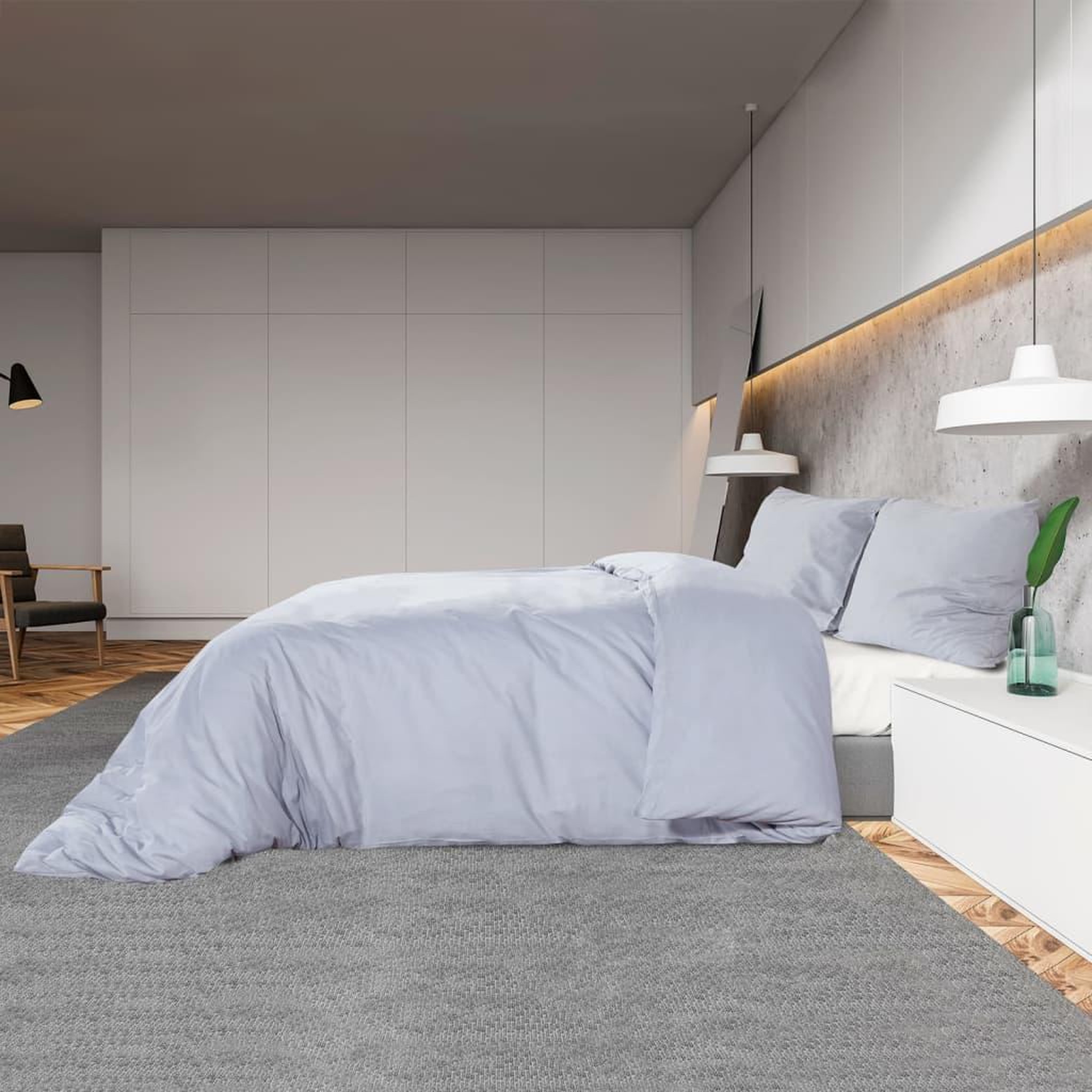 Voir la diapositive 4 : VIDAXL Ensemble de housse de couette Gris 155x220 cm Microfibre legere