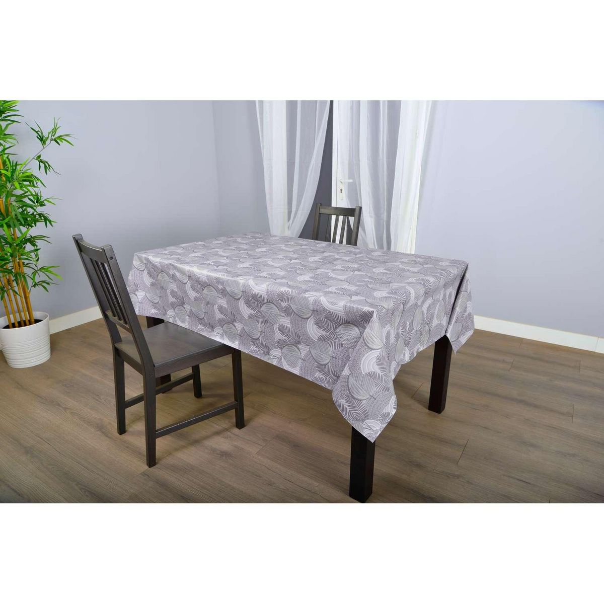 HABITABLE Nappe en toile cirée rectangulaire Moze - 140 x 250 cm - Gris