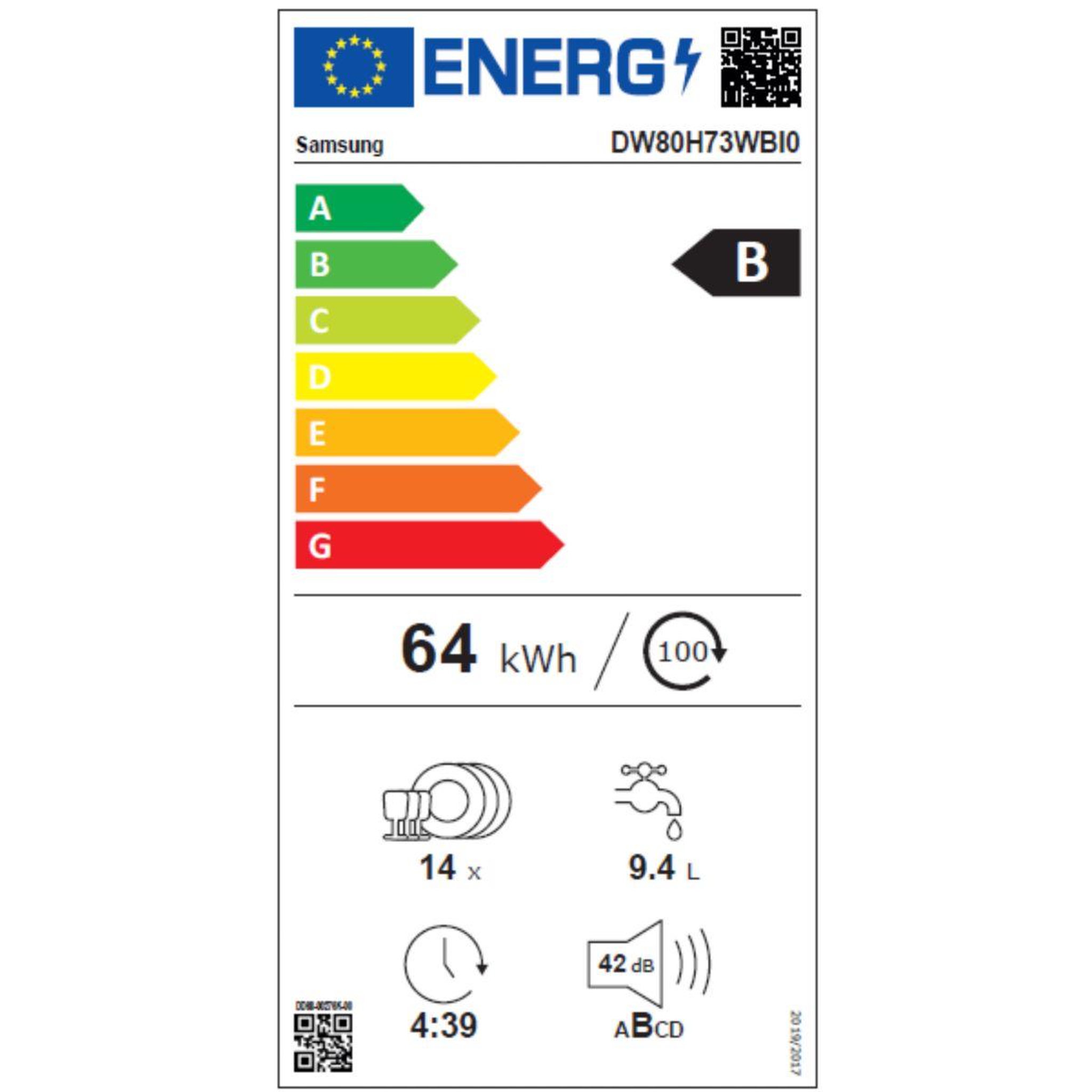 Voir la diapositive 6 : Samsung Lave vaisselle encastrable dw80h73wbi0u1