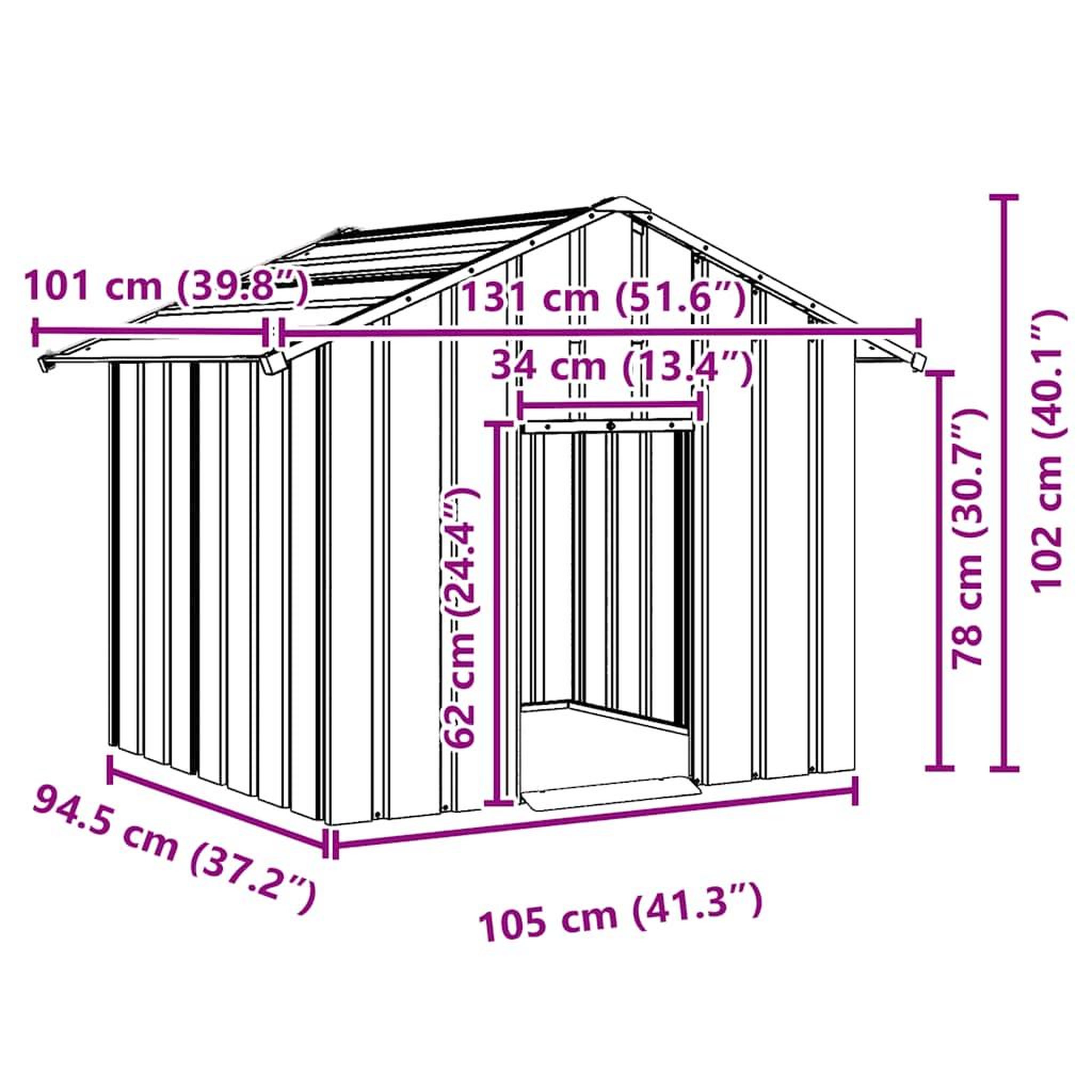 Voir la diapositive 6 : VIDAXL Niche pour chien avec toit noir 131x101x102 cm acier galvanise