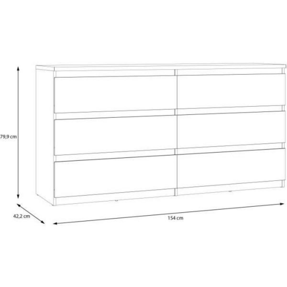 MARKET24 Commode - CHELSEA - 6 tiroirs - Anthracite - 154 x 42,2 x 79,9 cm