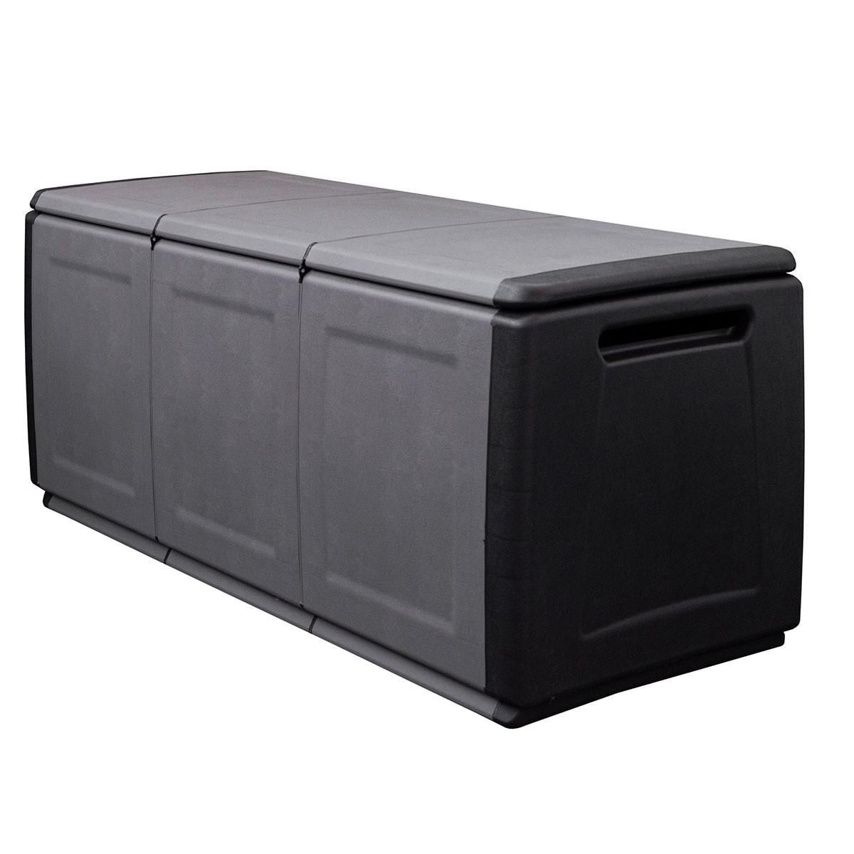 INTEC Coffre de rangement 330L Gris/Noir 138 x 53 x H57cm Poignées de transport polypropylène INTEC