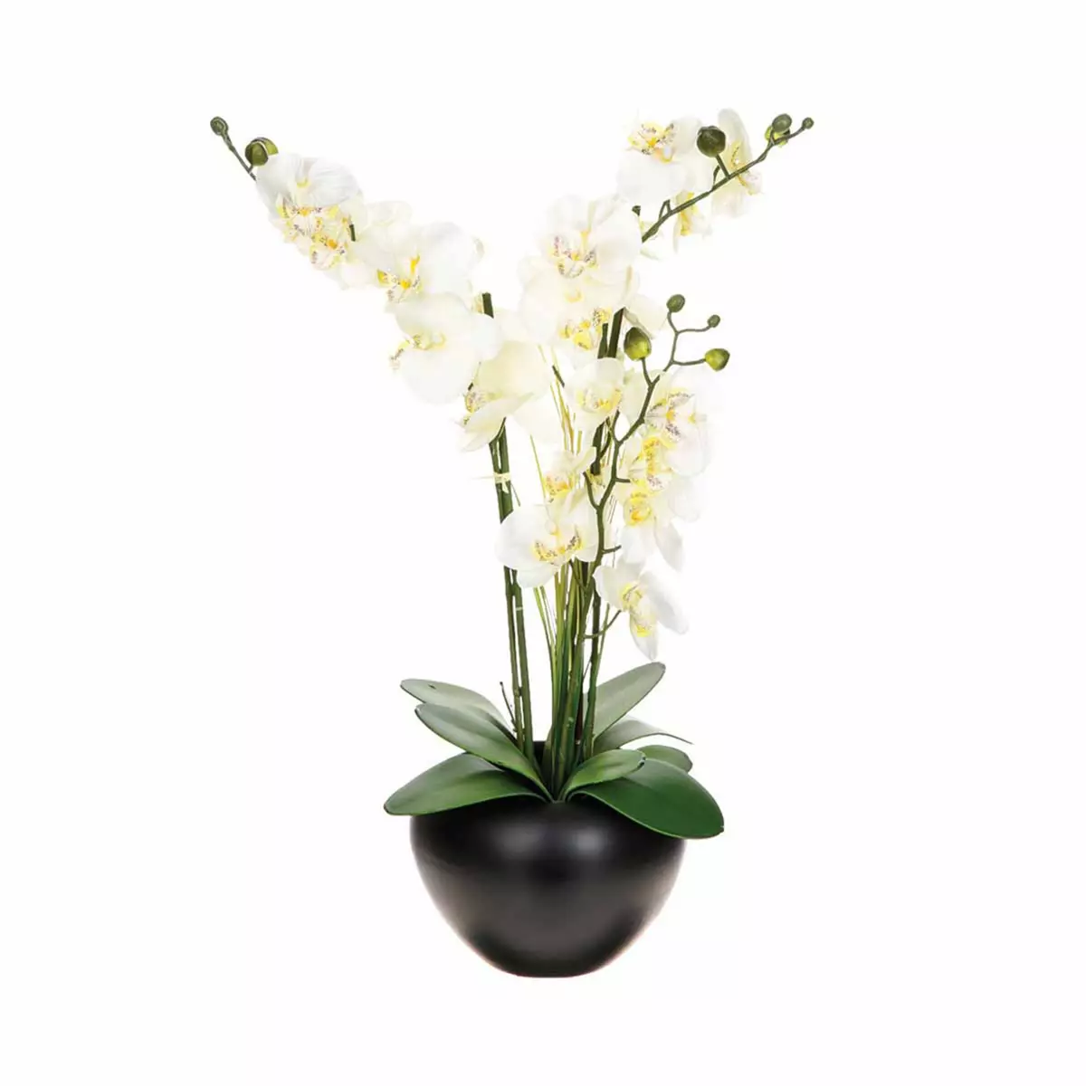 ATMOSPHERA Composition de fleurs artificielles Orchidée - H. 63 cm - Vase en céramique