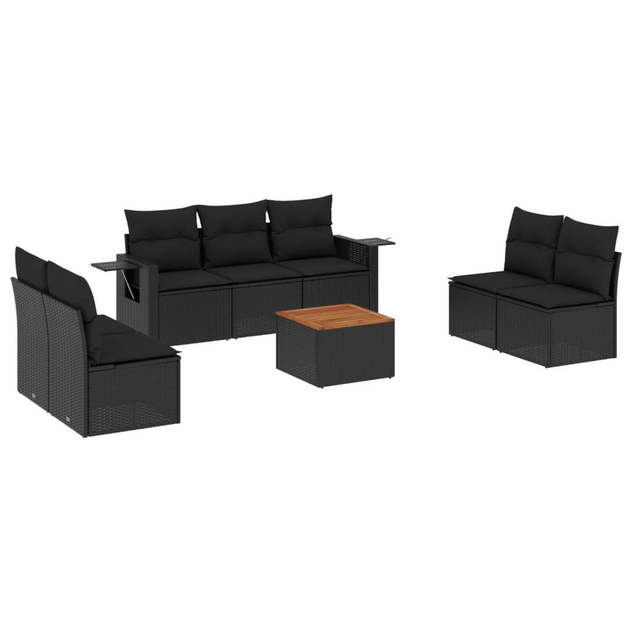 Voir la diapositive 2 : VIDAXL Salon de jardin 8 pcs avec coussins noir resine tressee