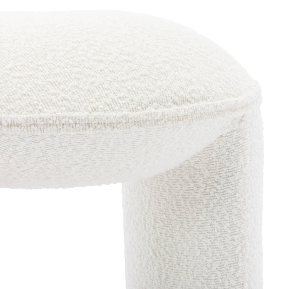 SWEEEK Tabouret. pouf bouclette texturée blanche L 44 x P 44 x H 42cm -SHAWN