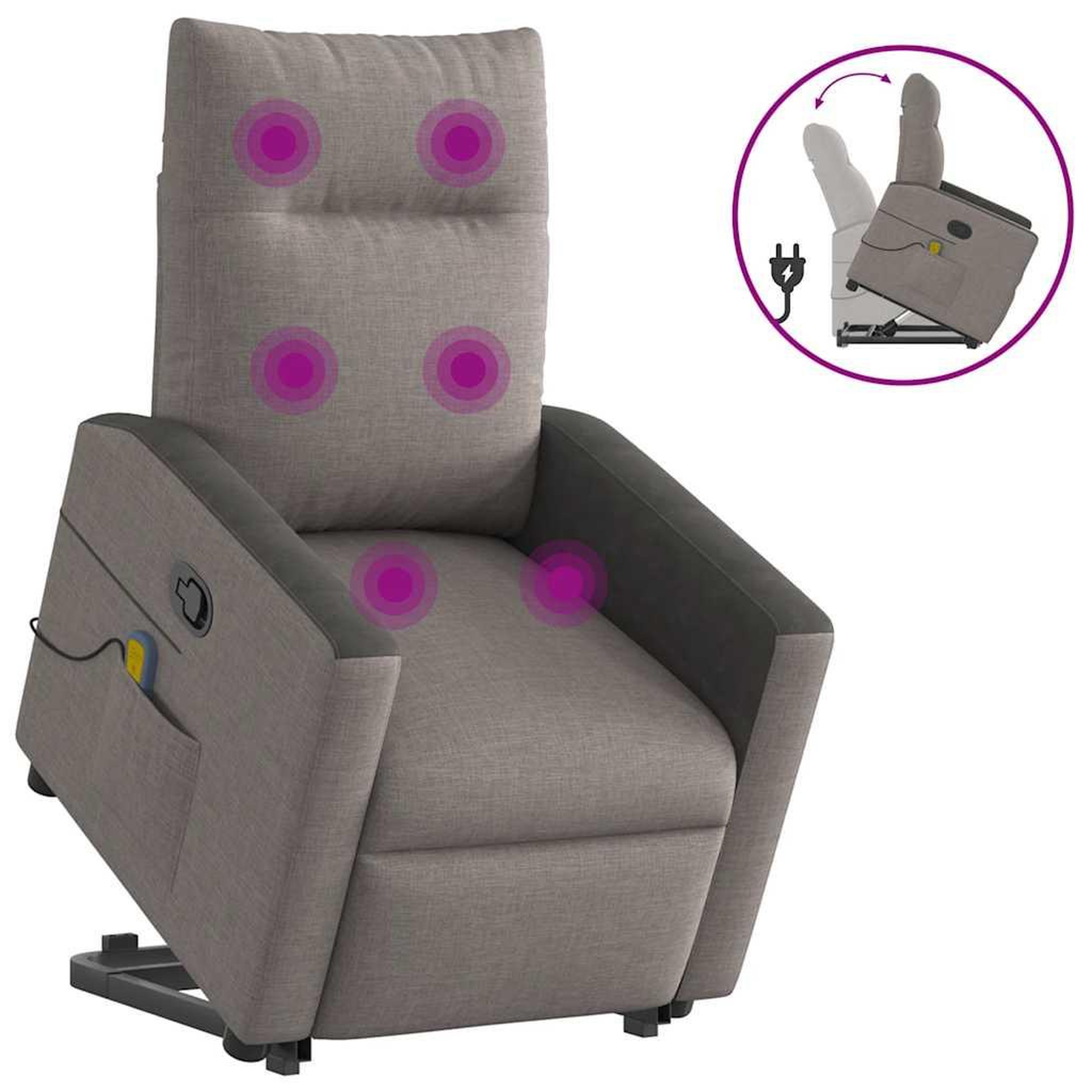 VIDAXL Fauteuil inclinable de massage Taupe Tissu