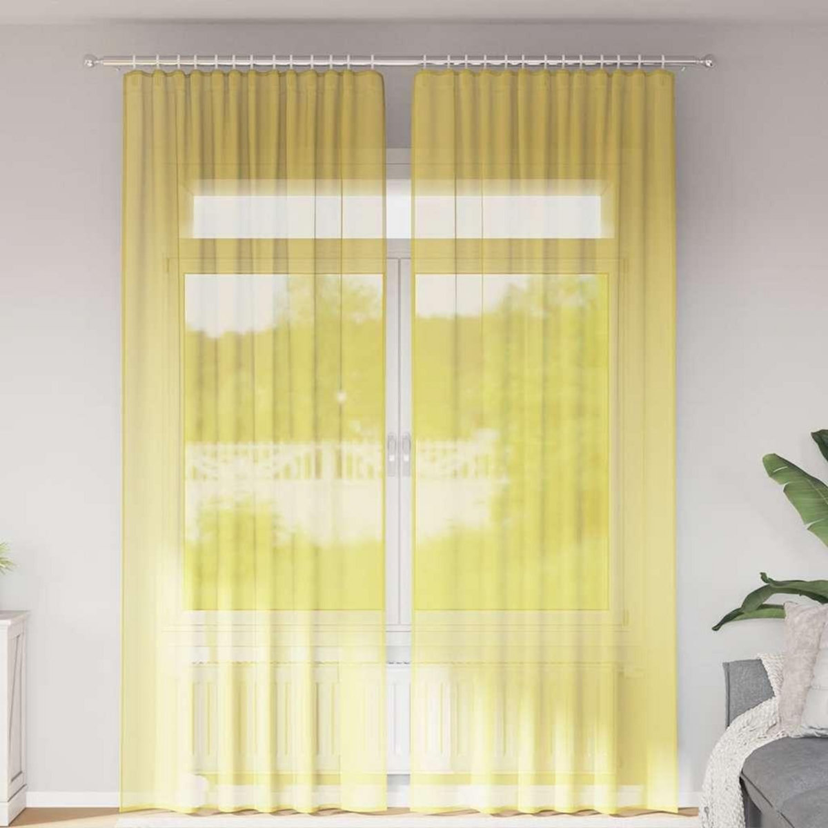 VIDAXL Rideaux en voile avec boucles 2 pcs jaune 140x260 cm