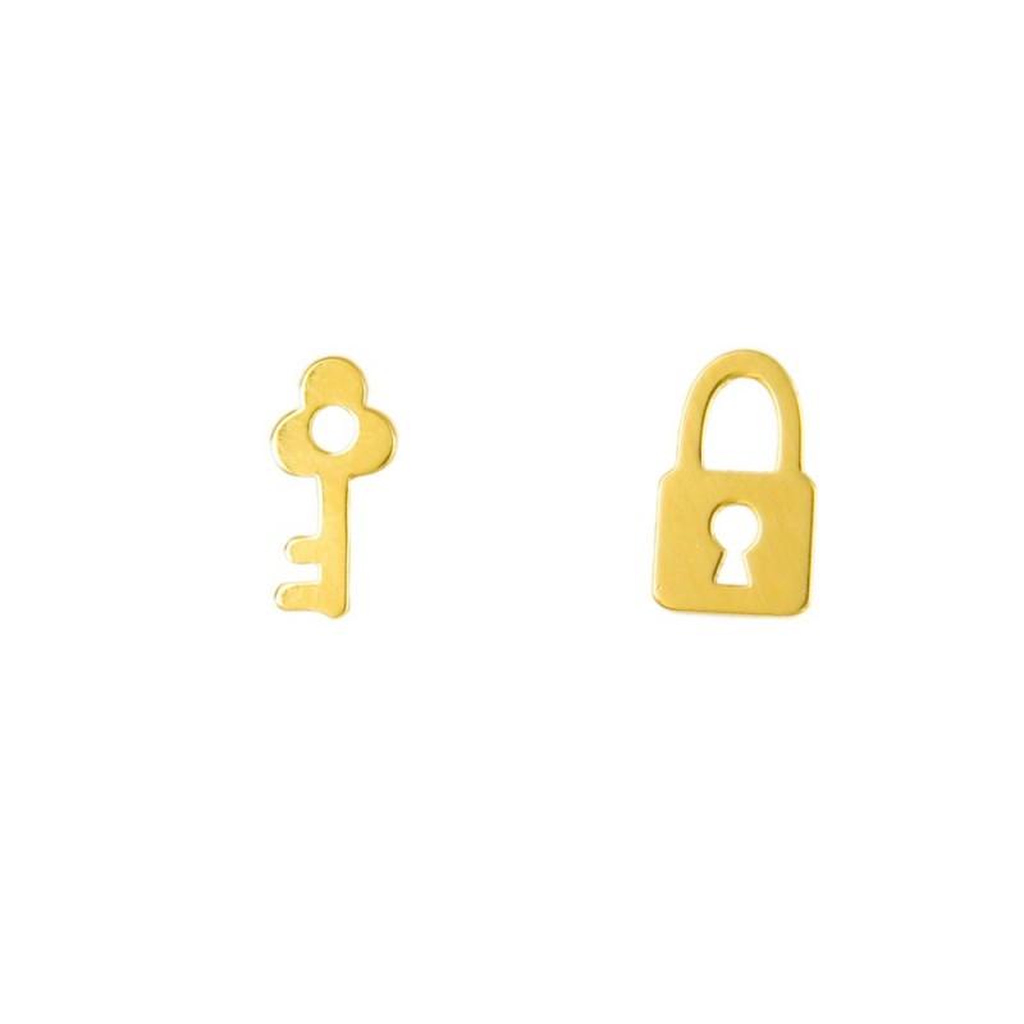 L'ATELIER D'AZUR Boucles d'Oreilles Or Jaune - Cadenas et Clef
