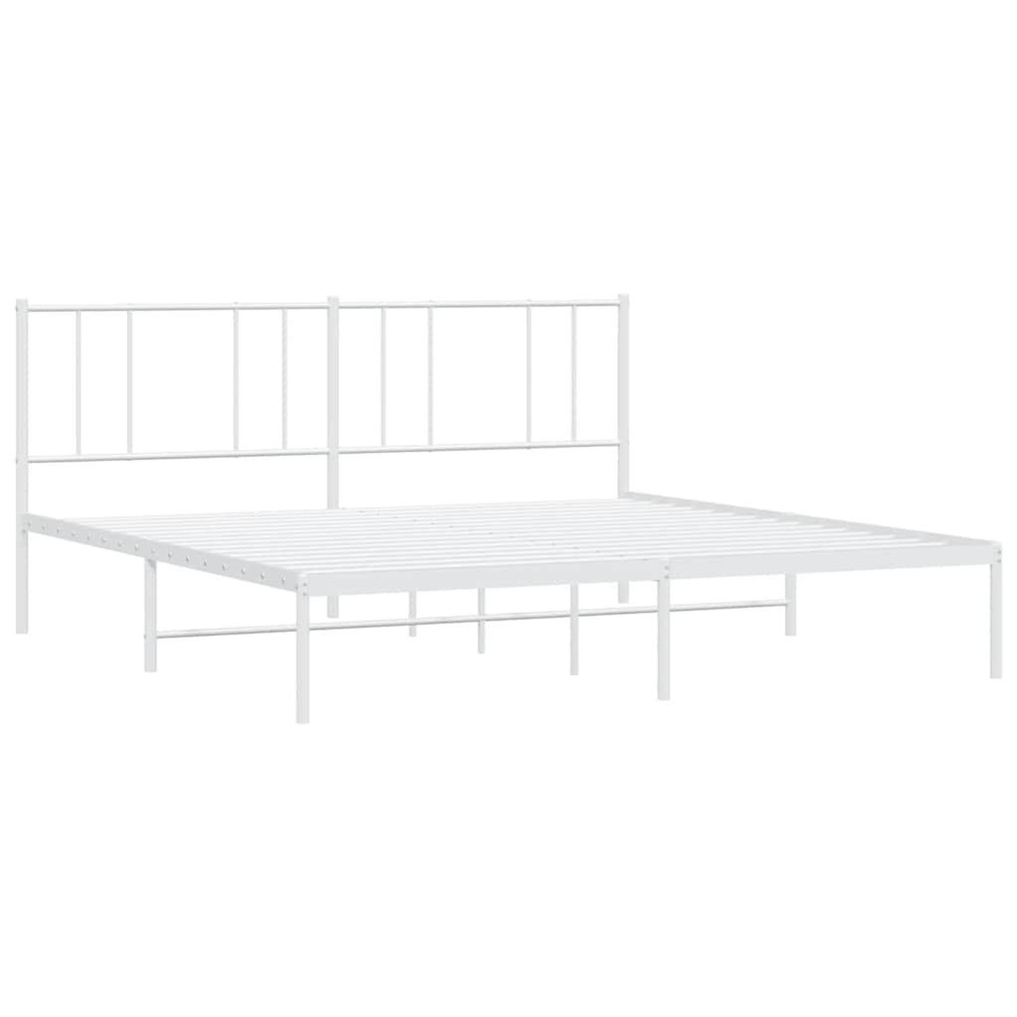 Voir la diapositive 4 : VIDAXL Cadre de lit metal sans matelas et tete de lit blanc 183x213 cm