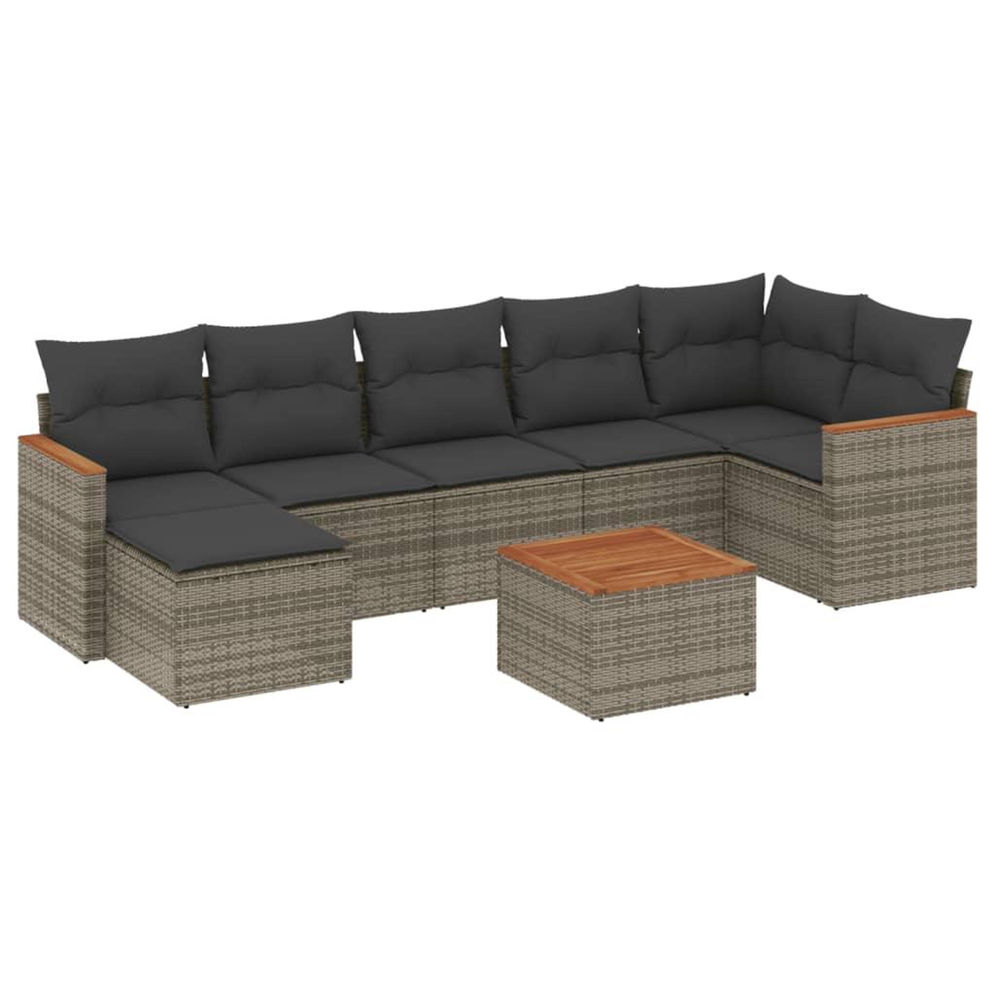Voir la diapositive 2 : VIDAXL Salon de jardin 8 pcs avec coussins gris resine tressee