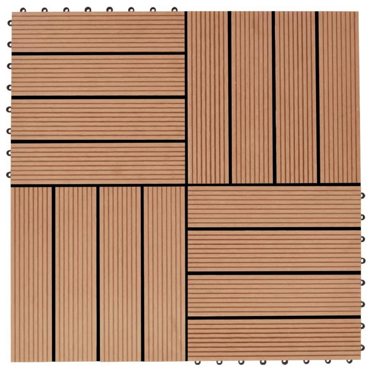 VIDAXL Carreau de terrasse 11 pcs WPC 30 x 30 cm 1 m^2 Couleur Teck