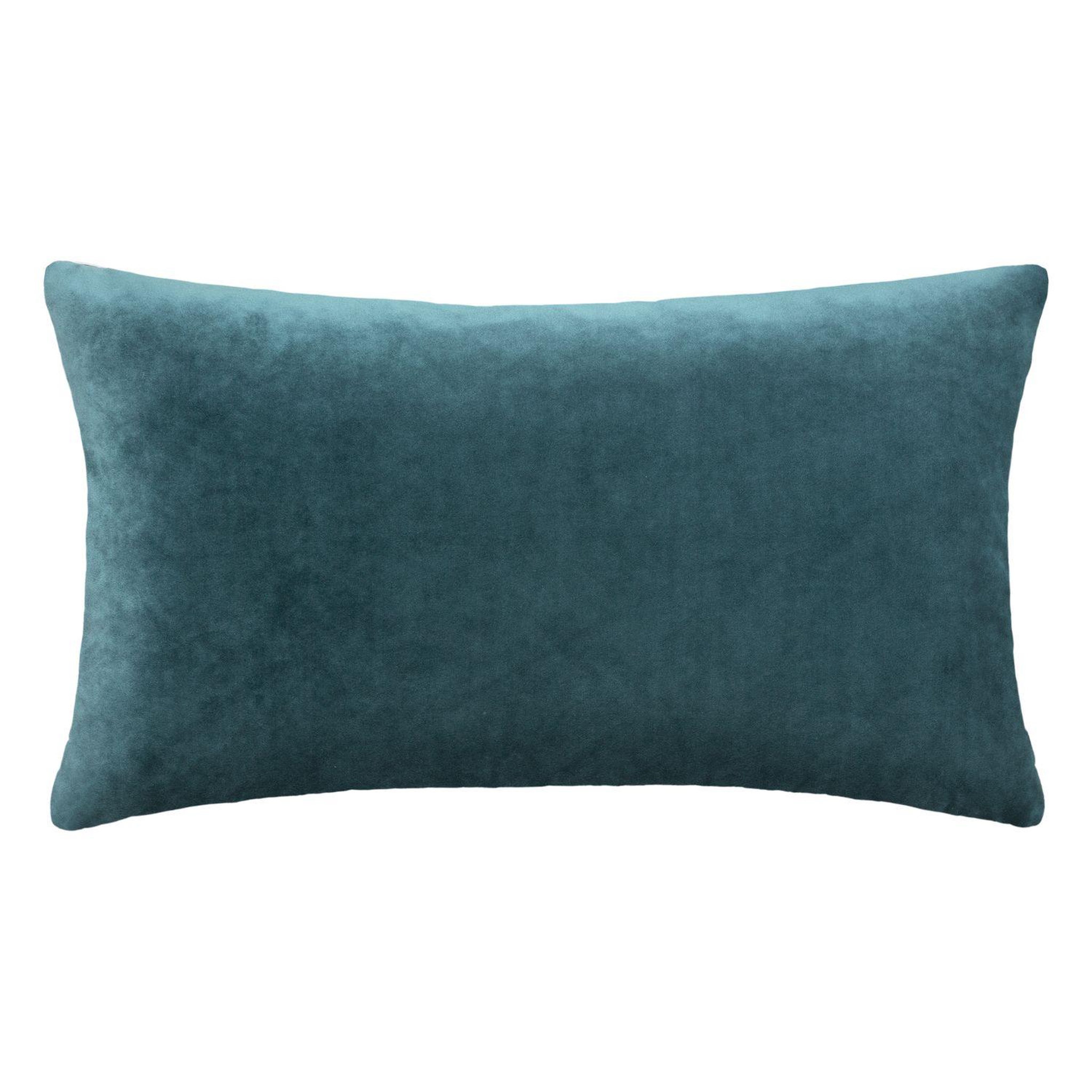 Voir la diapositive 2 : ATMOSPHERA Coussin dolce effet velours déhoussable 58x38 cm - bleu canard