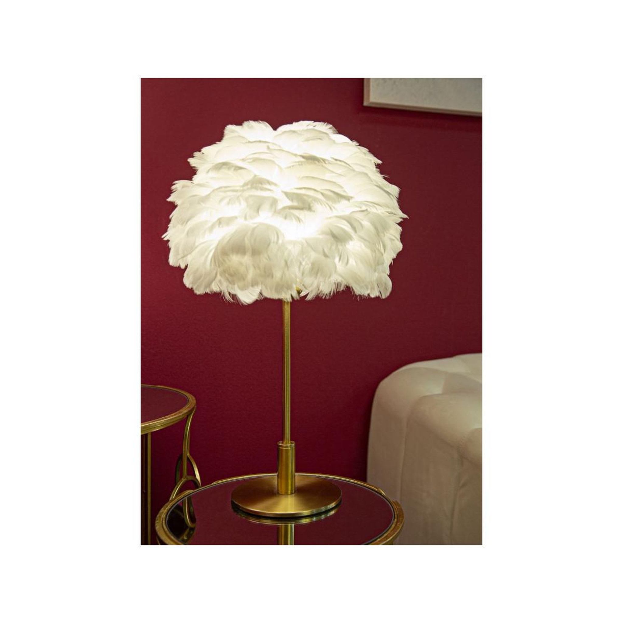 Voir la diapositive 5 : Paris Prix Lampe à poser imitation plume  ball  50cm or & blanc
