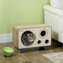 Voir la diapositive 2 : PAWHUT Niche grattoir pour chat 2 en 1 - design radio transistor vintage - carton ondulé