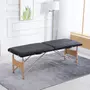 HOMCOM Table de massage pliante lit table de beauté 2 zones portable sac de tranport inclus hauteur réglable dim. 186L x 60l x 58-81H cm bois massif revêtement synthétique noir