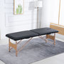 Voir la diapositive 2 : HOMCOM Table de massage pliante lit table de beauté 2 zones portable sac de tranport inclus hauteur réglable dim. 186L x 60l x 58-81H cm bois massif revêtement synthétique noir